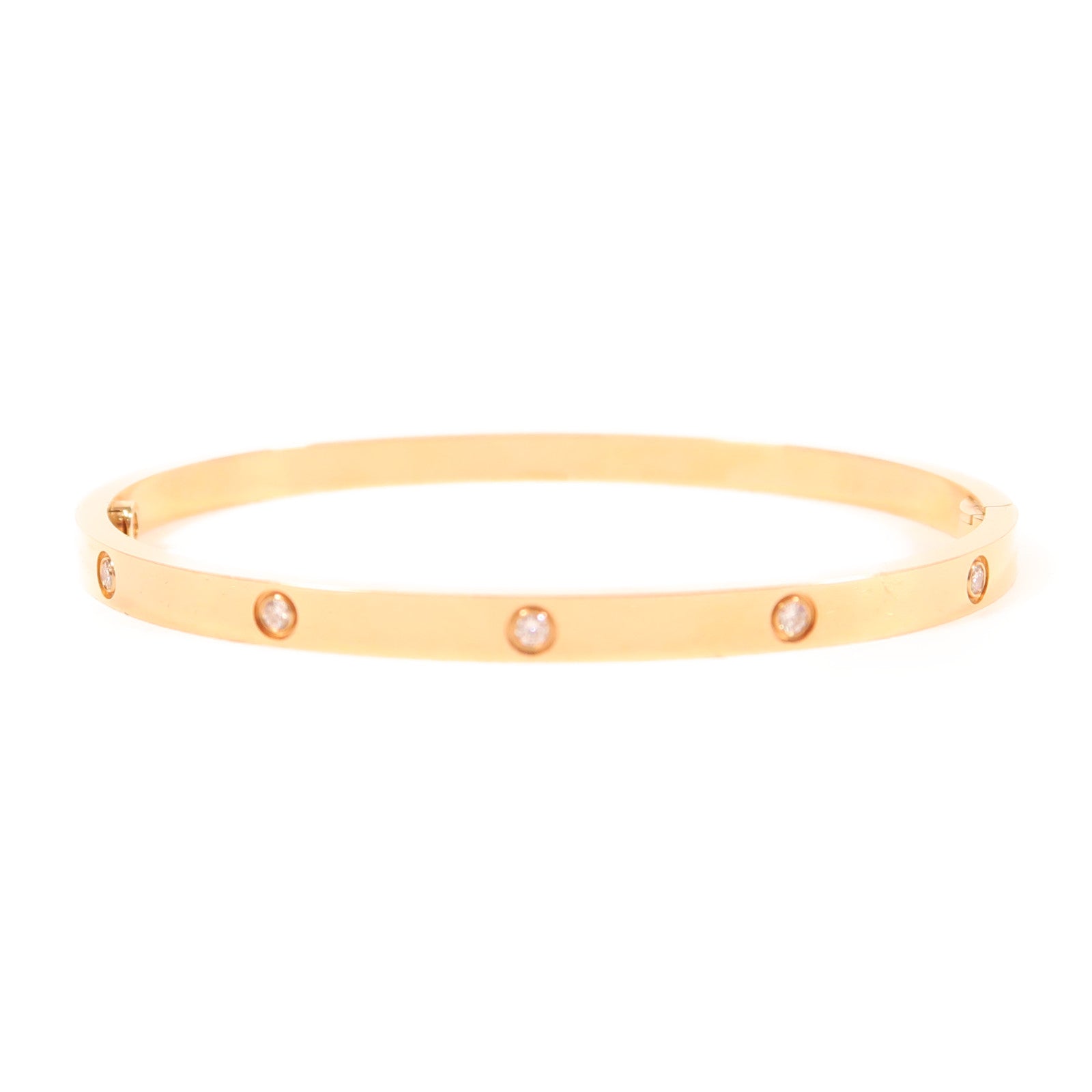 CARTIER 18K玫瑰金Love Bracelet鑽石手鐲Cartier#17