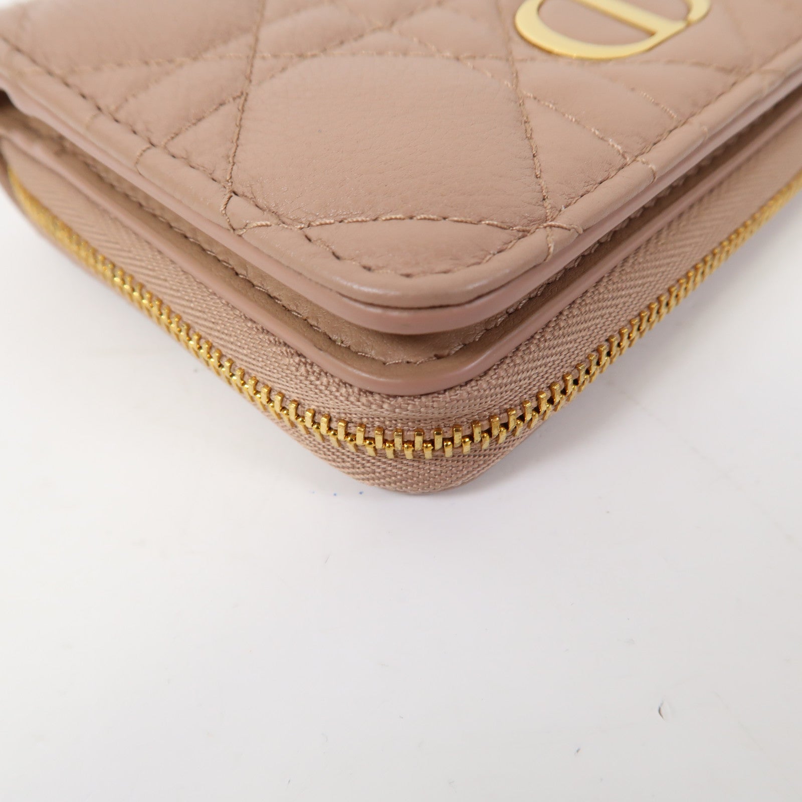 Dior 牛皮皮革Wallet金扣粉紅色