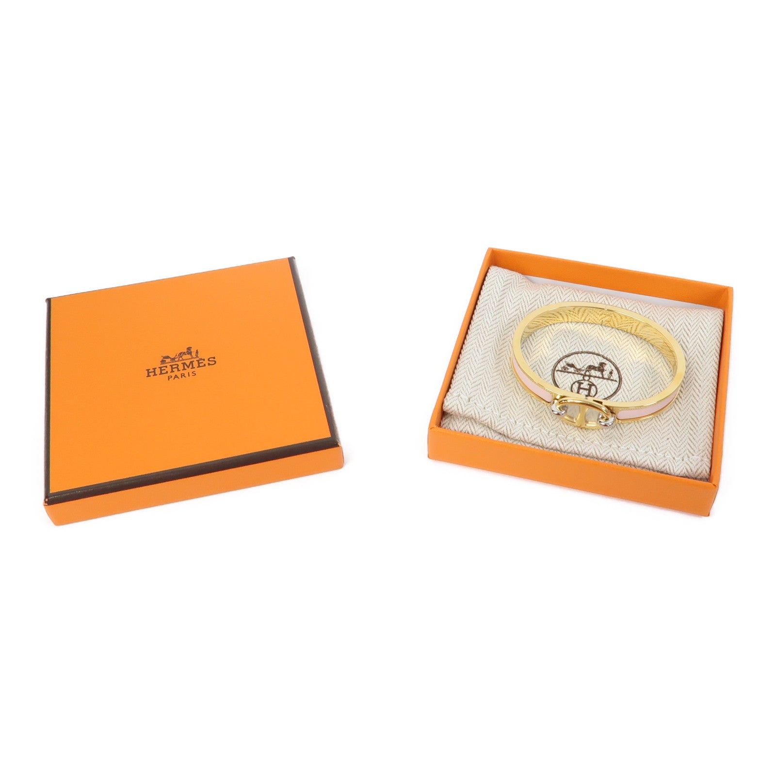HERMES 金屬Mini Clic Chaine D'Ancre Bracelet金扣手鐲粉紅色/金色