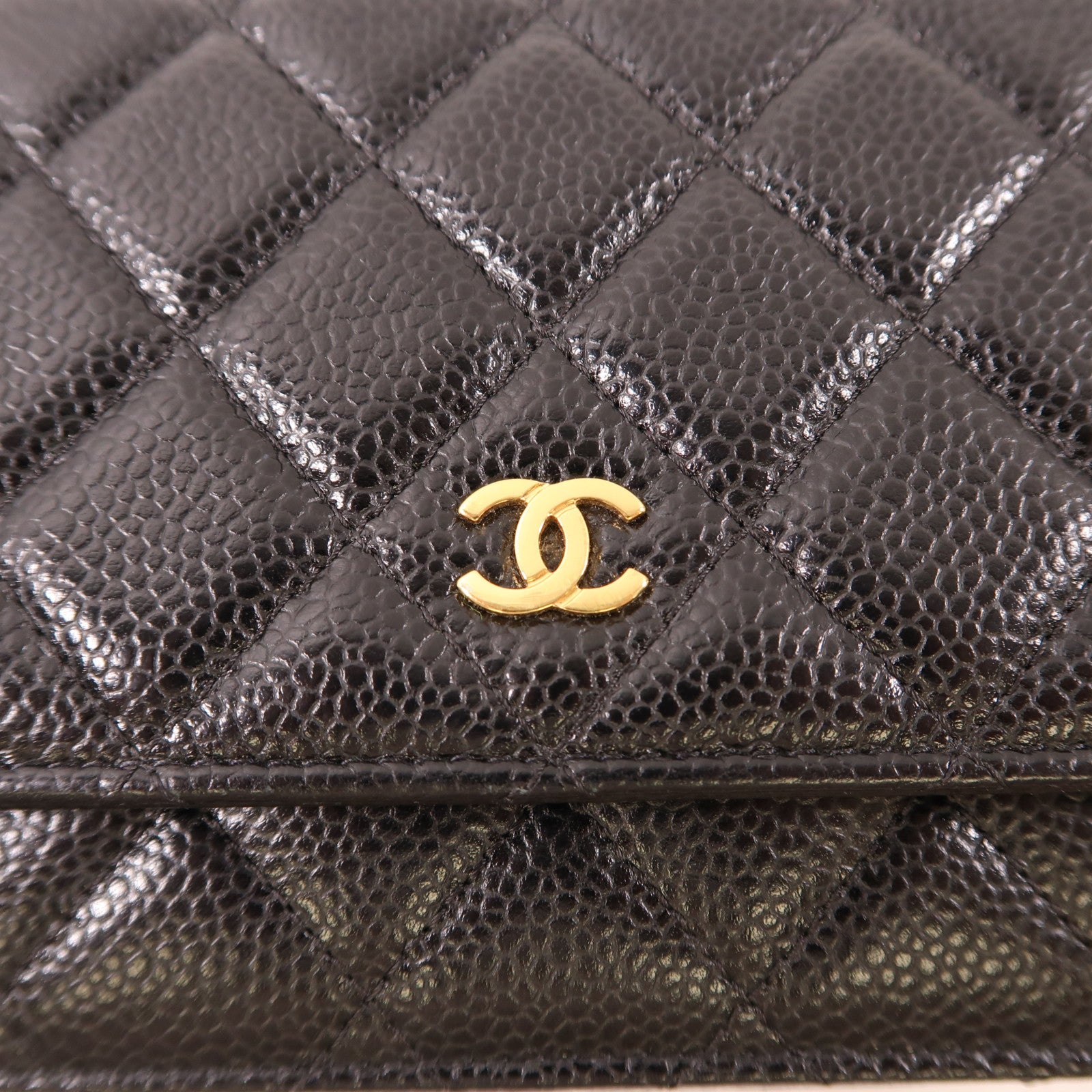 CHANEL 牛皮皮革Wallet On Chain金扣鏈帶肩背袋黑色