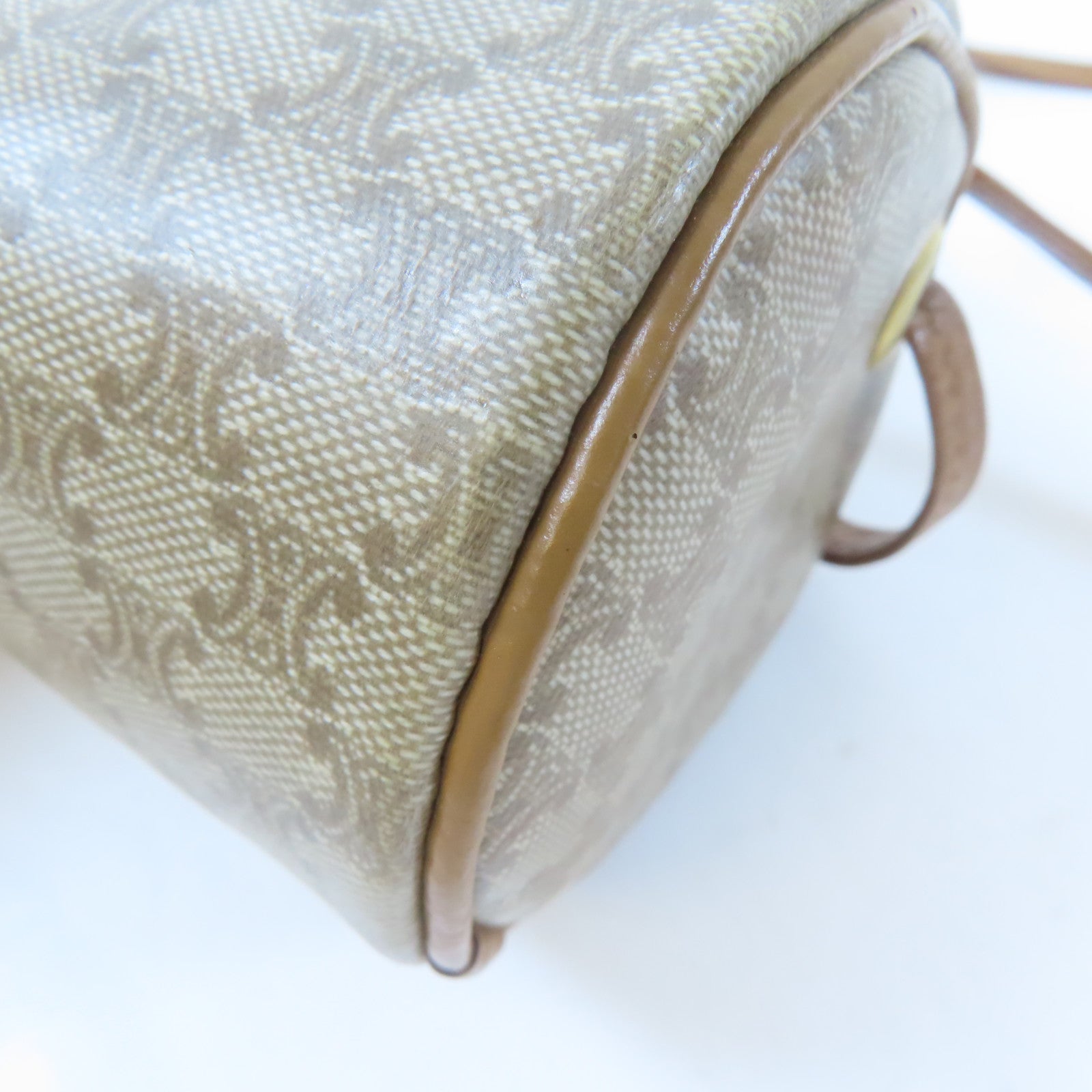 CELINE (PRICE DOWN) GHW Shoulder Crossbody Bag PVC Coated Canvas Brown