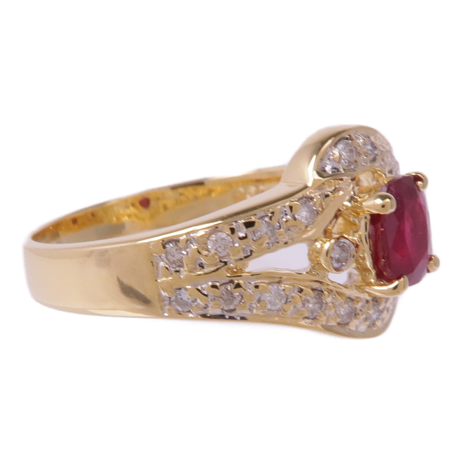 JEWELRY 18K黃金Ruby Diamond Ring紅寶石/鑽石戒指US#6
