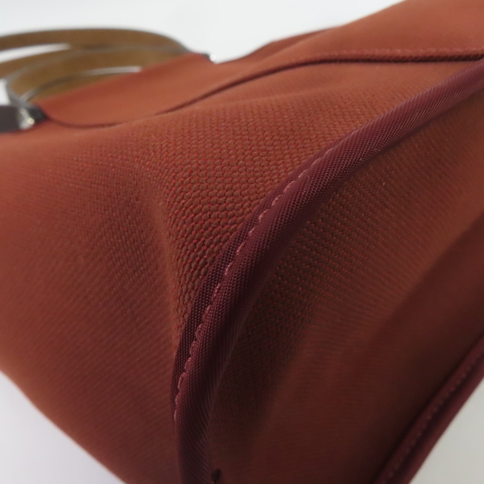 HERMES Toile H帆布Cabag銀扣手挽肩背兩用袋磚紅色