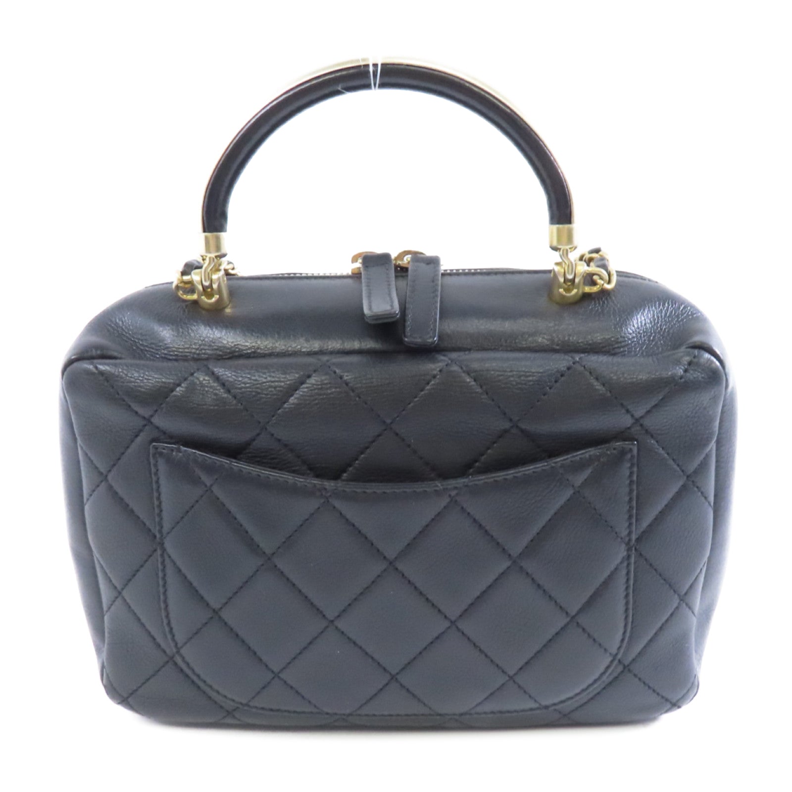 CHANEL 菱格羊皮皮革2way Shoulder Bag金扣手挽肩背兩用袋黑色