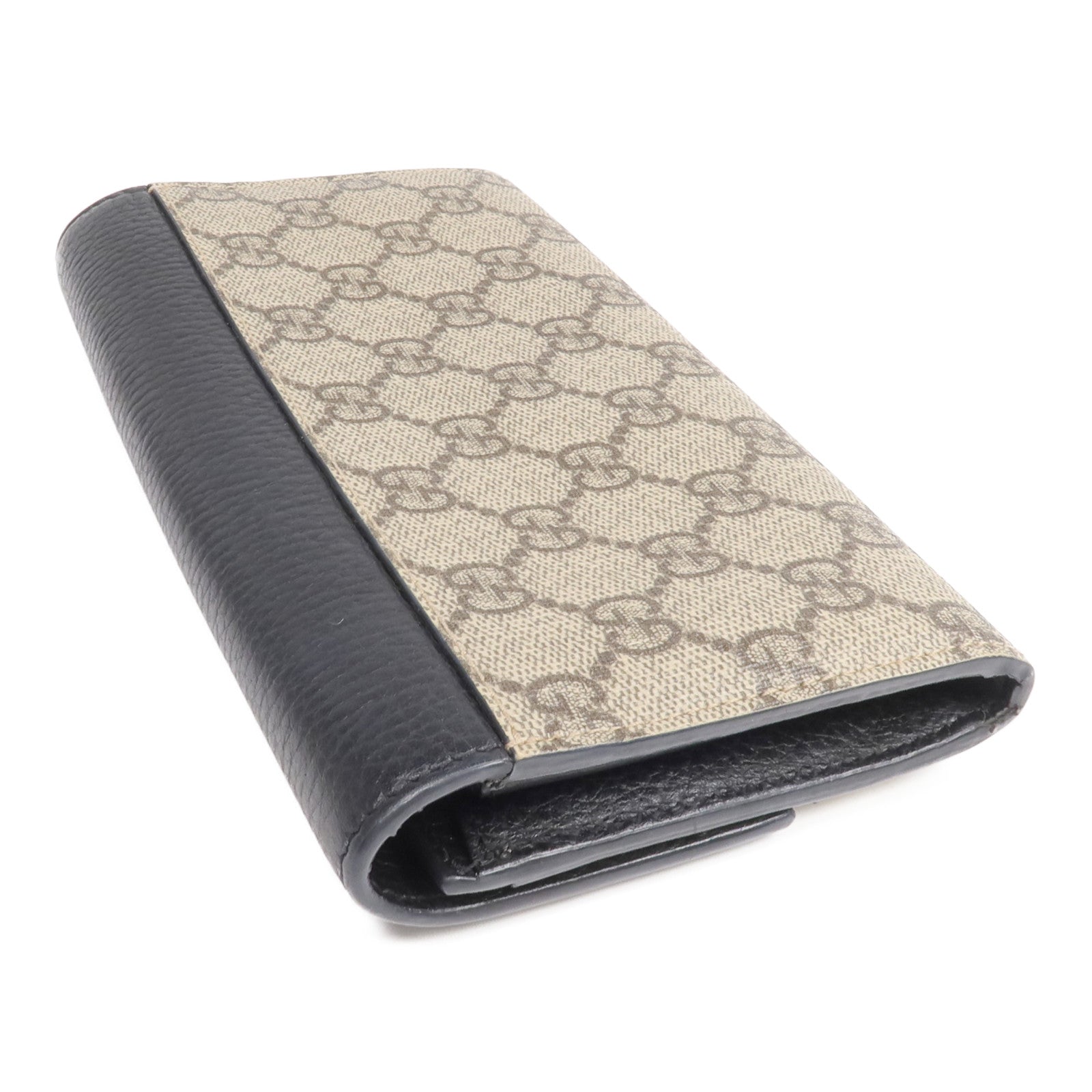 GUCCI 塗層帆布/皮革Long Wallet金扣長錢包