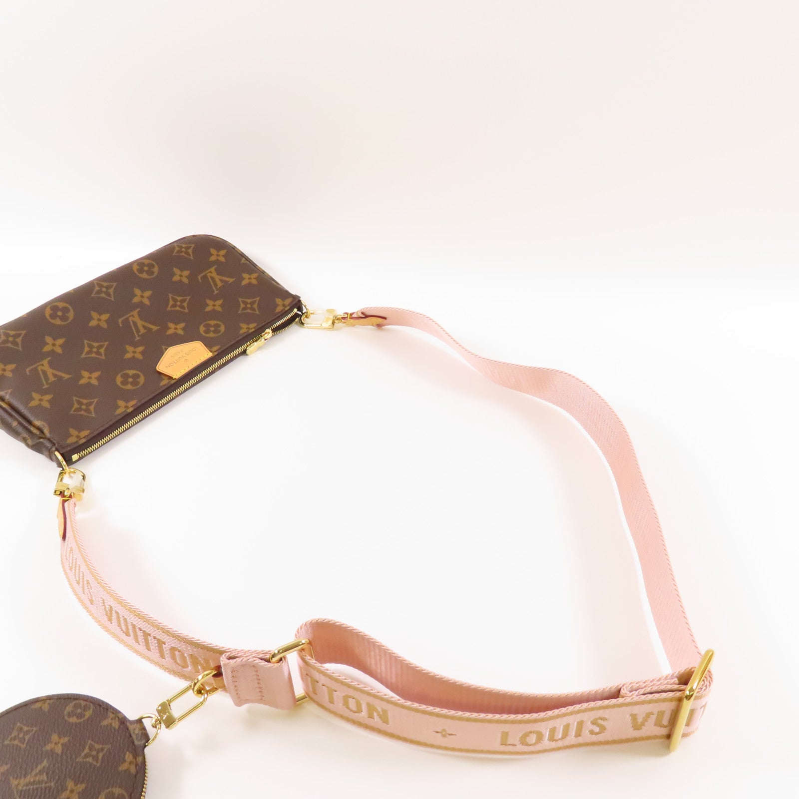 LOUIS VUITTON 【激減優惠】Monogram Multi Pochette Accessoires金扣手挽肩背兩用袋棕色