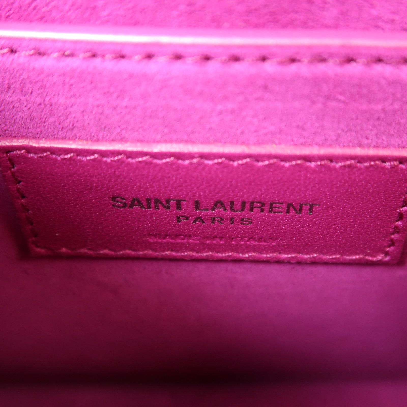 SAINT LAURENT 牛皮皮革Sunset銀扣鏈帶肩背袋紫色