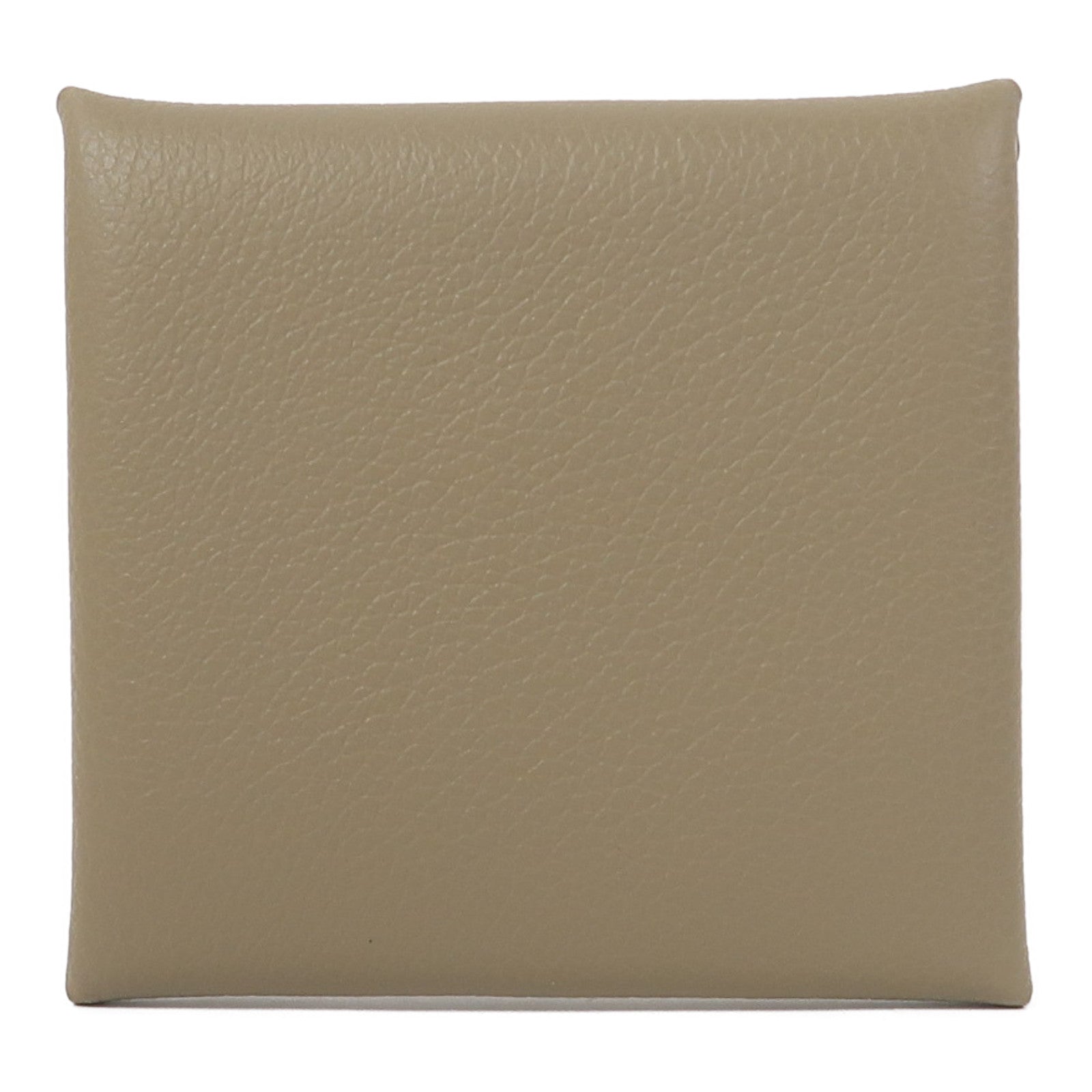 HERMES Chevre皮革Bastia Coin Case銀扣零錢包卡其色