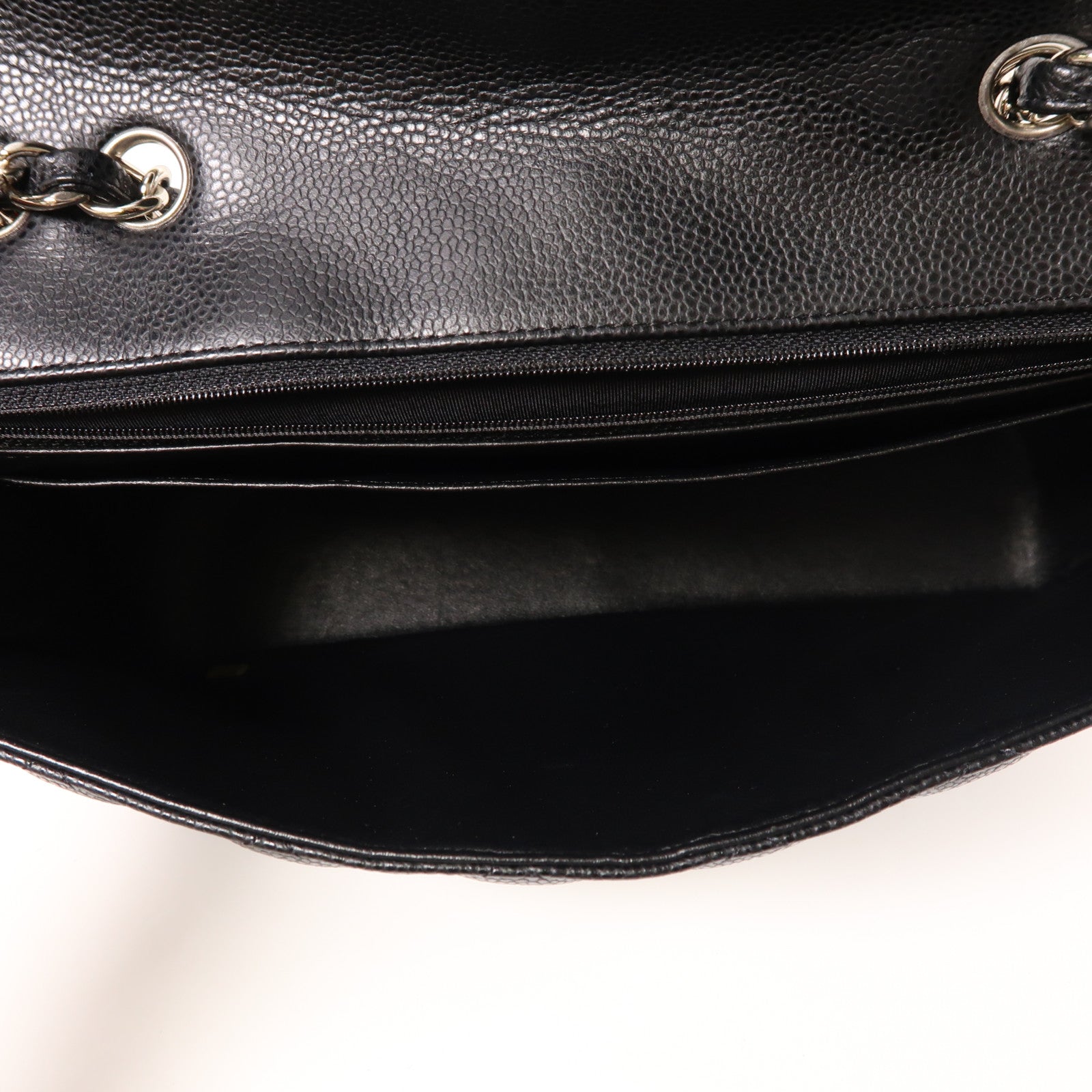 CHANEL 牛皮皮革Large Classic銀扣鏈帶肩背袋