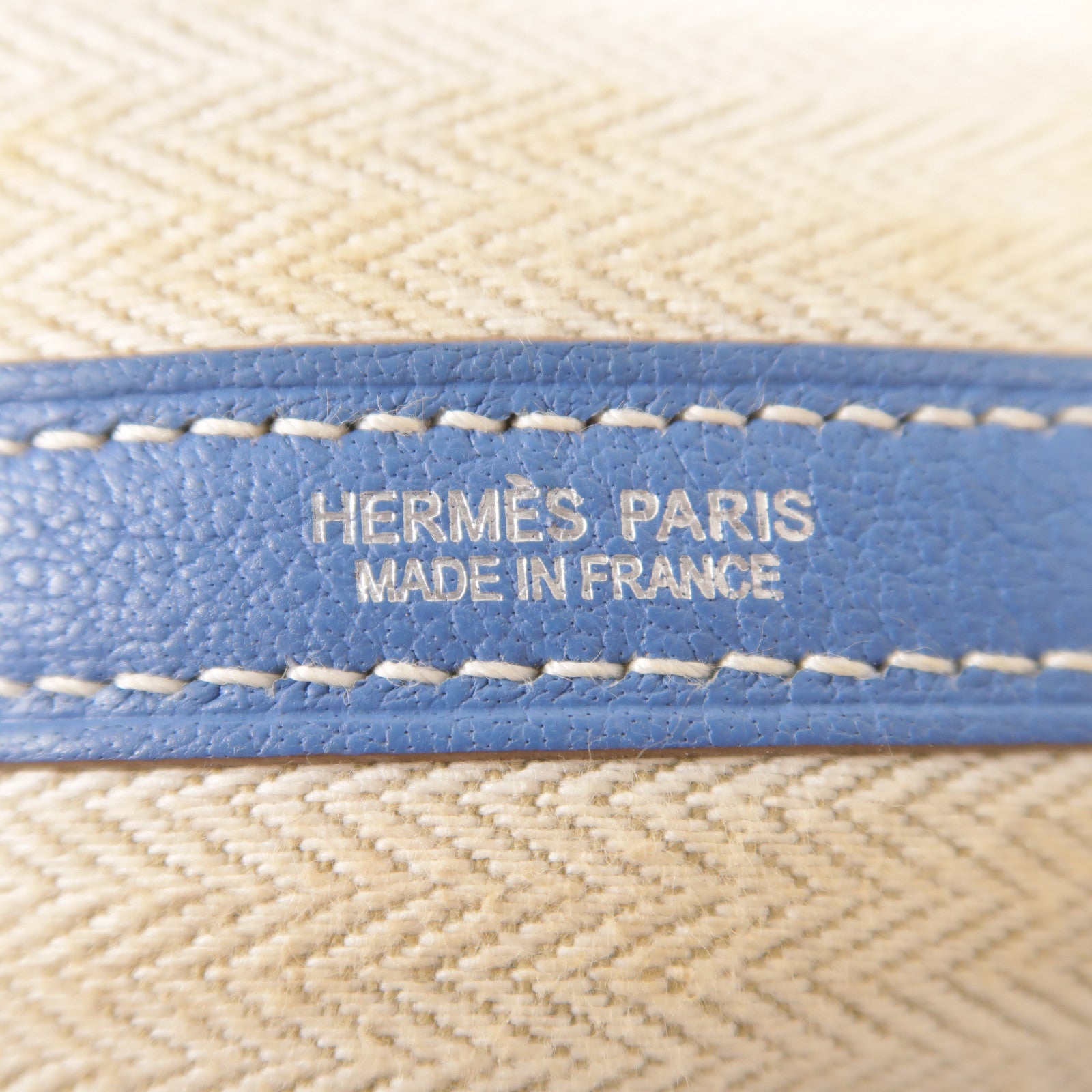 HERMES PHW GardenParty PM Tote Bag Negonda Leather Blue Jean