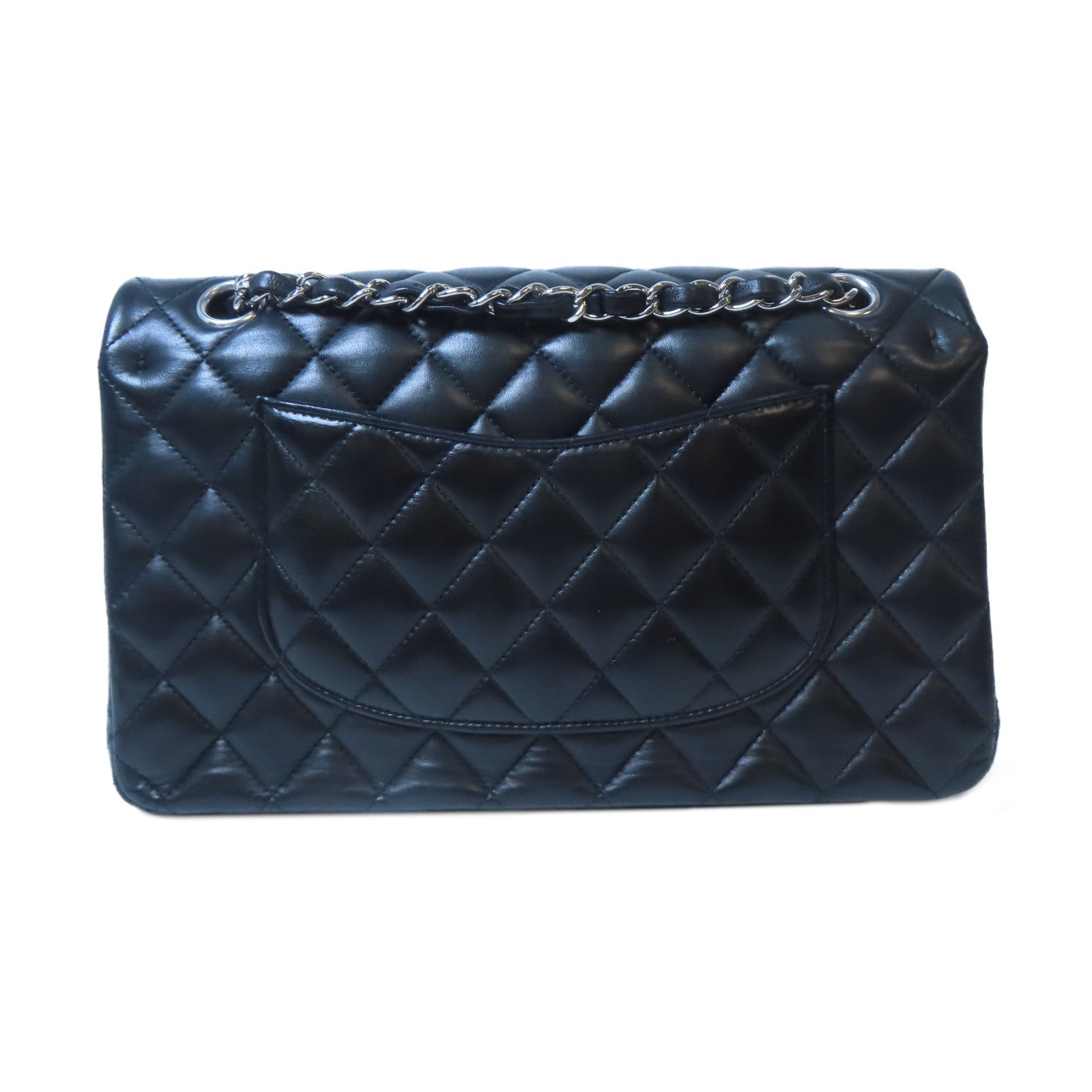 CHANEL 【激減優惠】菱格羊皮皮革Classic Flap 25cm銀扣鏈帶肩背袋黑色