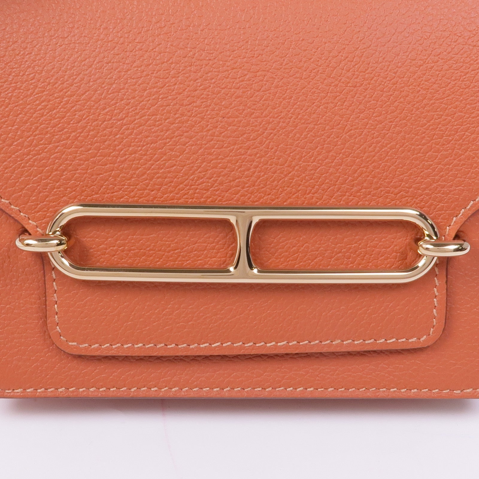 HERMES Evercolor皮革Roulis Slim Compact金扣錢包Blush/Bleu Frida