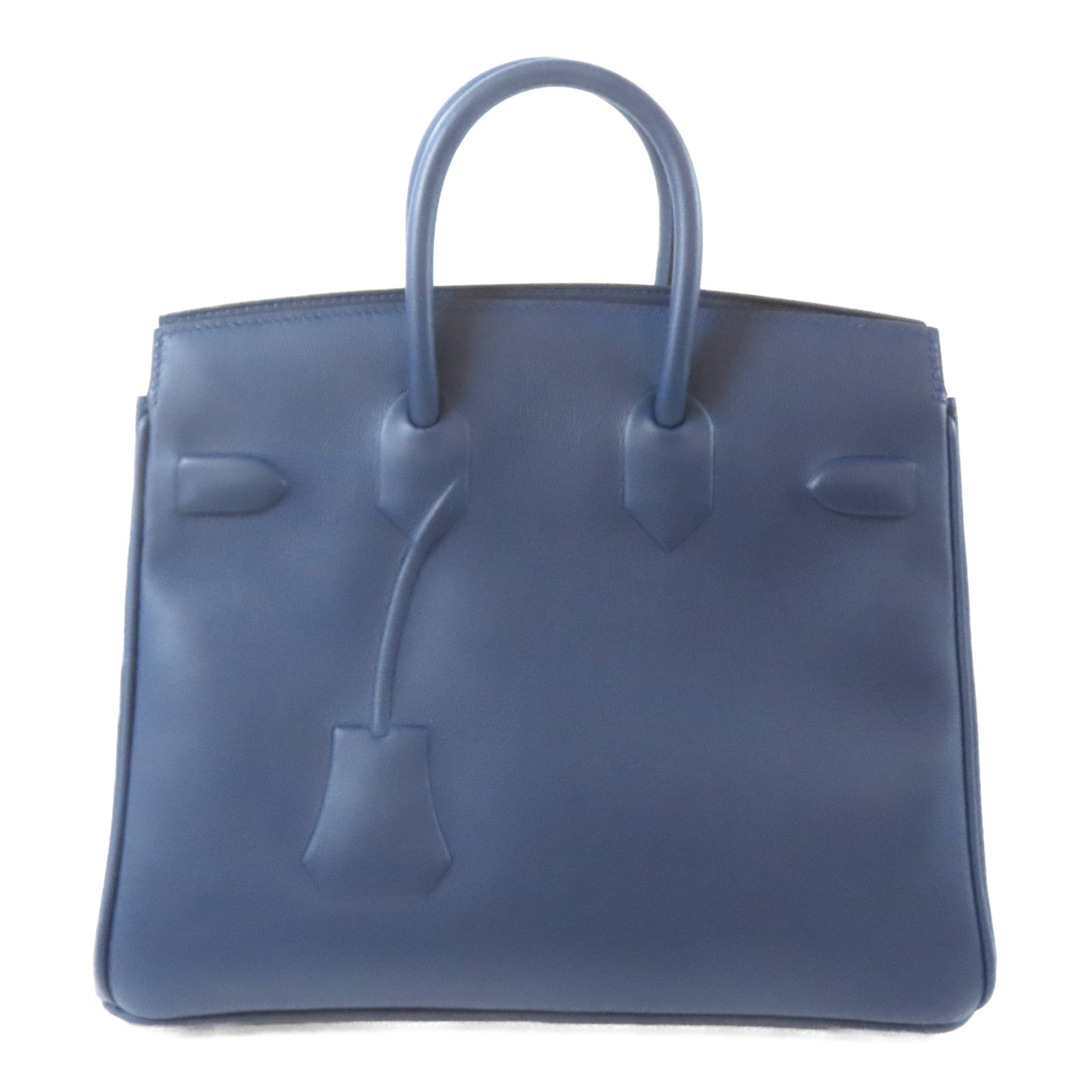 HERMES 【激減優惠】Swift皮革Birkin 25 Shadow銀扣手挽袋深藍色