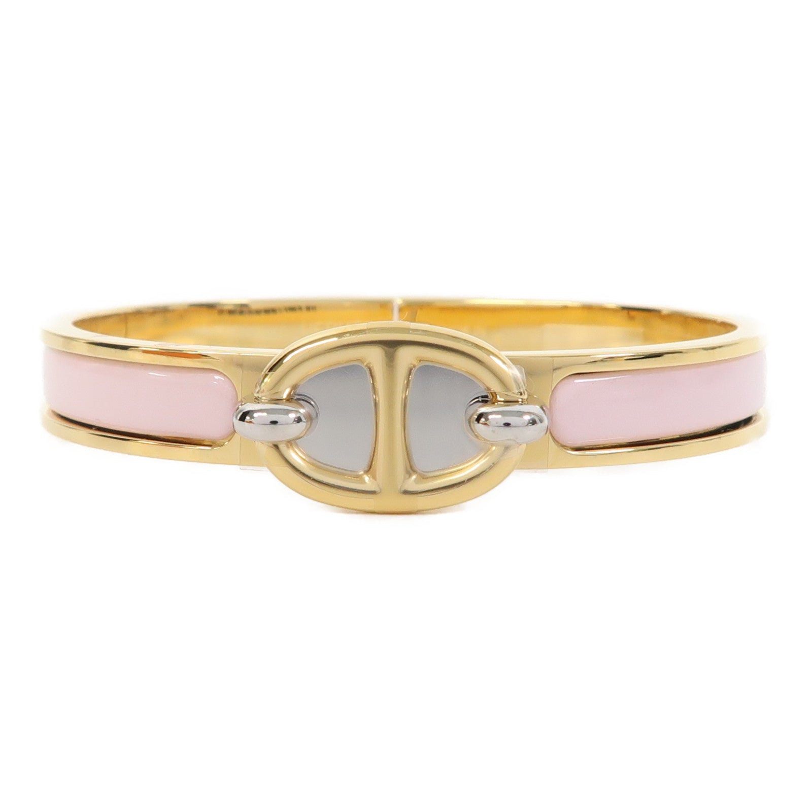 HERMES 金屬Mini Clic Chaine D'Ancre Bracelet金扣手鐲粉紅色/金色