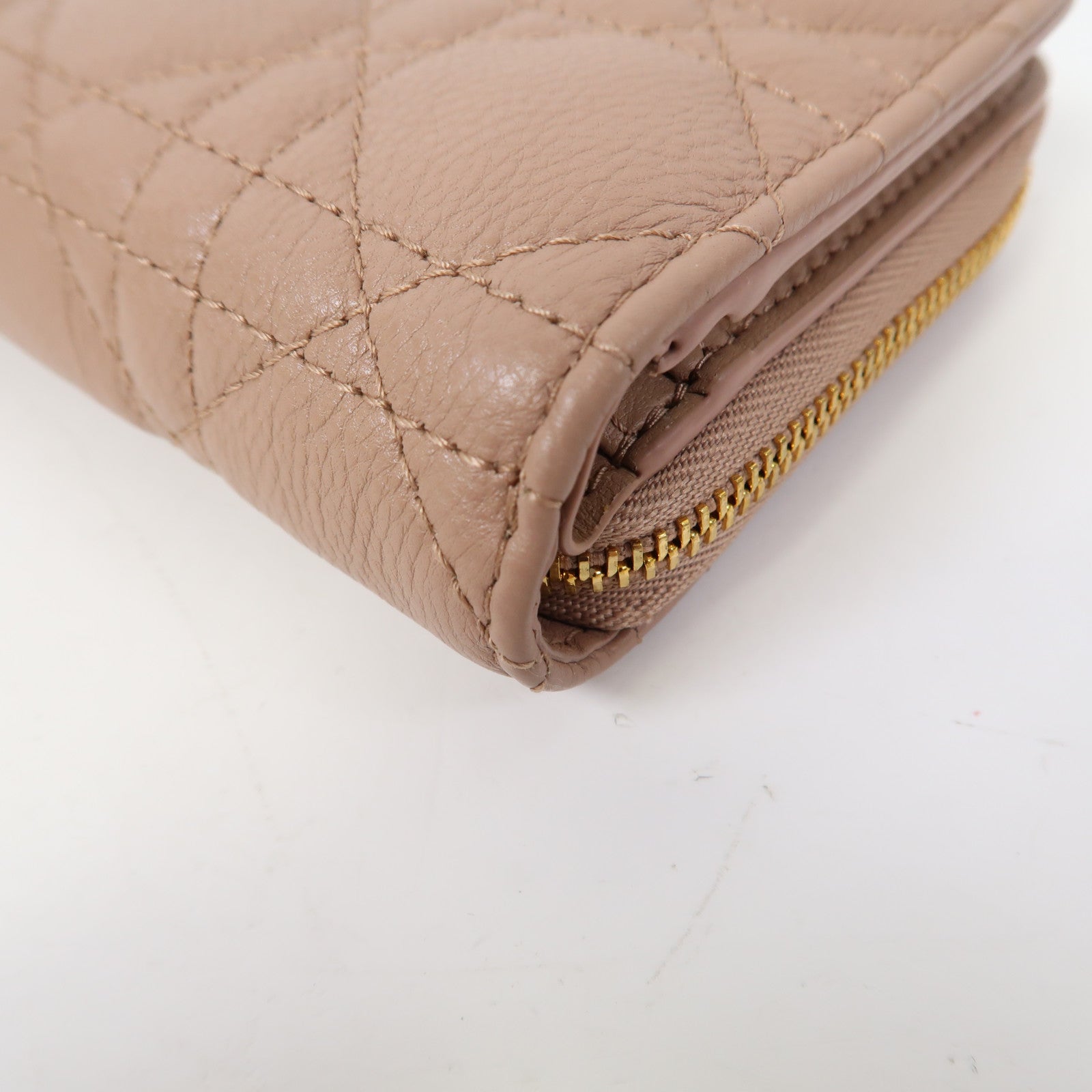 Dior 牛皮皮革Wallet金扣粉紅色