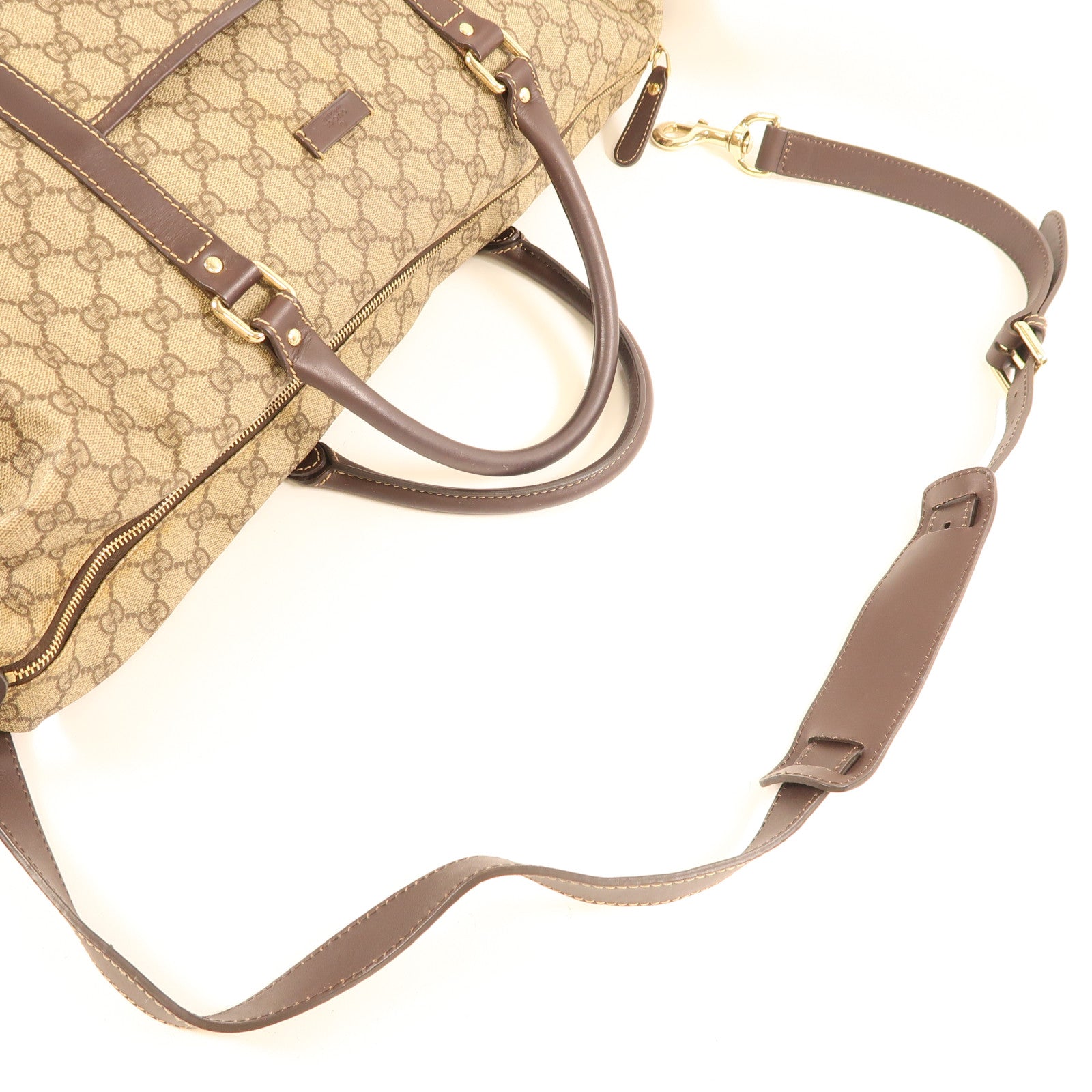 GUCCI GG GHW Tote Bag 2 Way Shoulder Bag Handbag 246895 Coated Canvas Brown