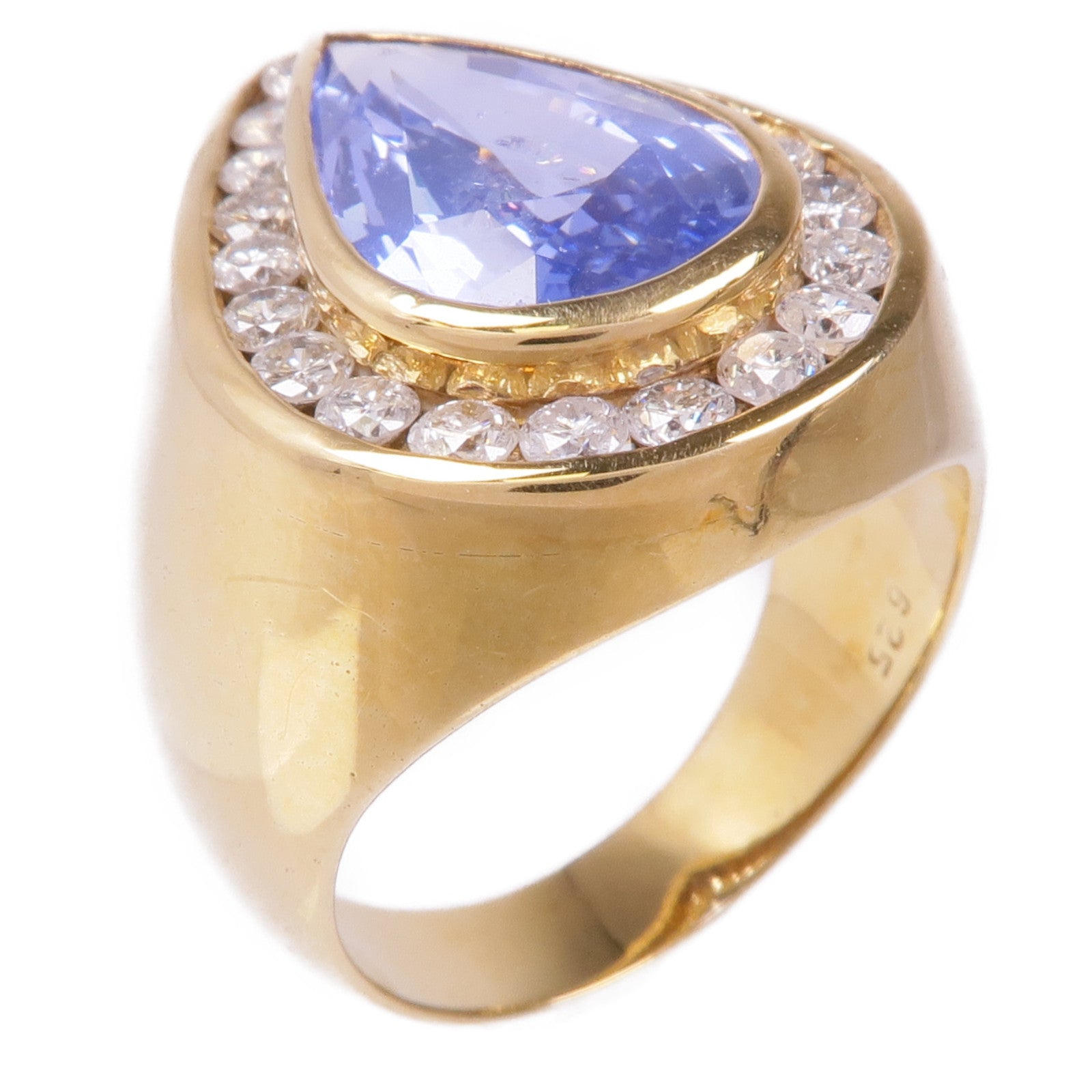 JEWELRY 【激減優惠】18K黃金Sapphire Diamond Ring藍寶石/鑽石戒指US#8.75