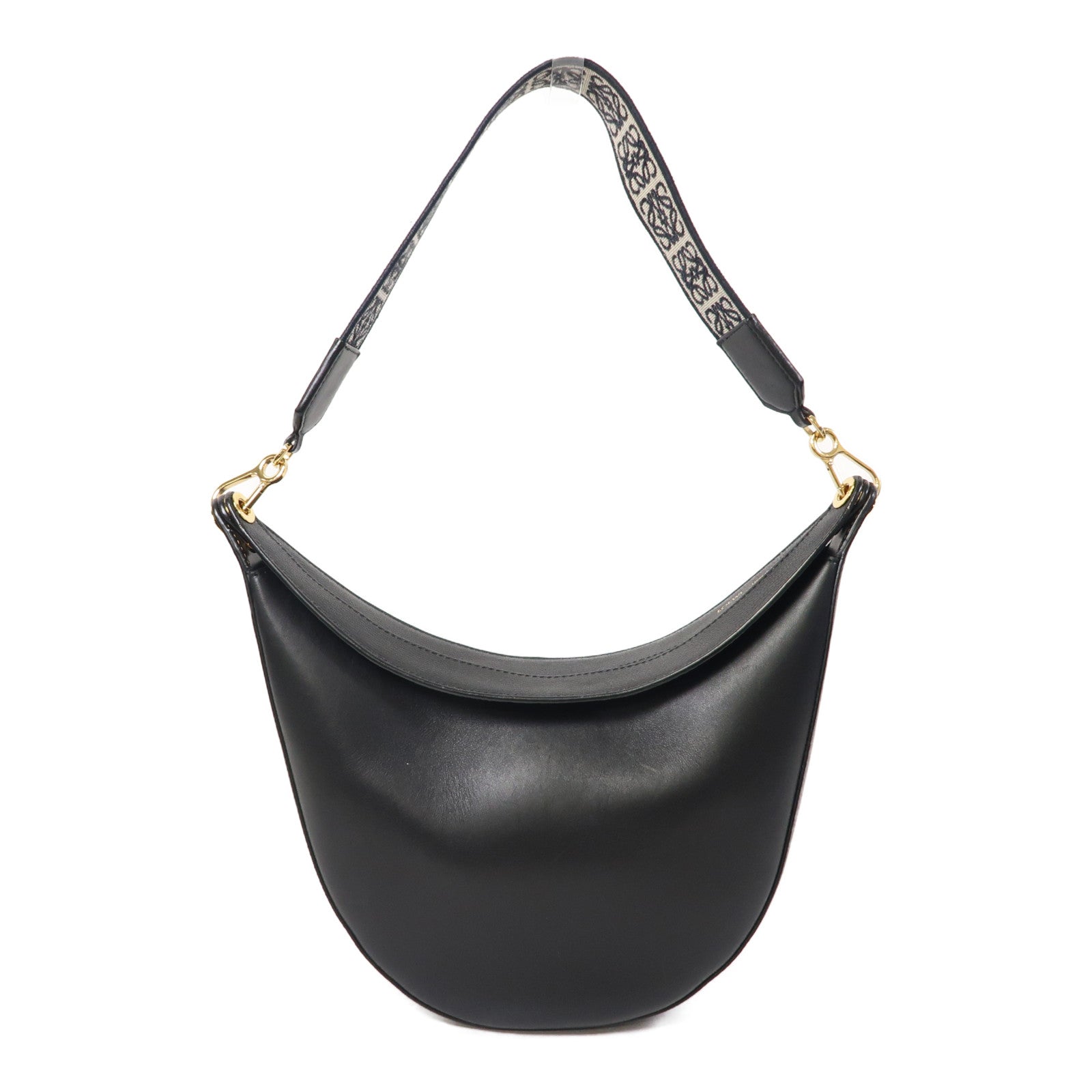 LOEWE 牛皮皮革Luna金扣肩背袋黑色