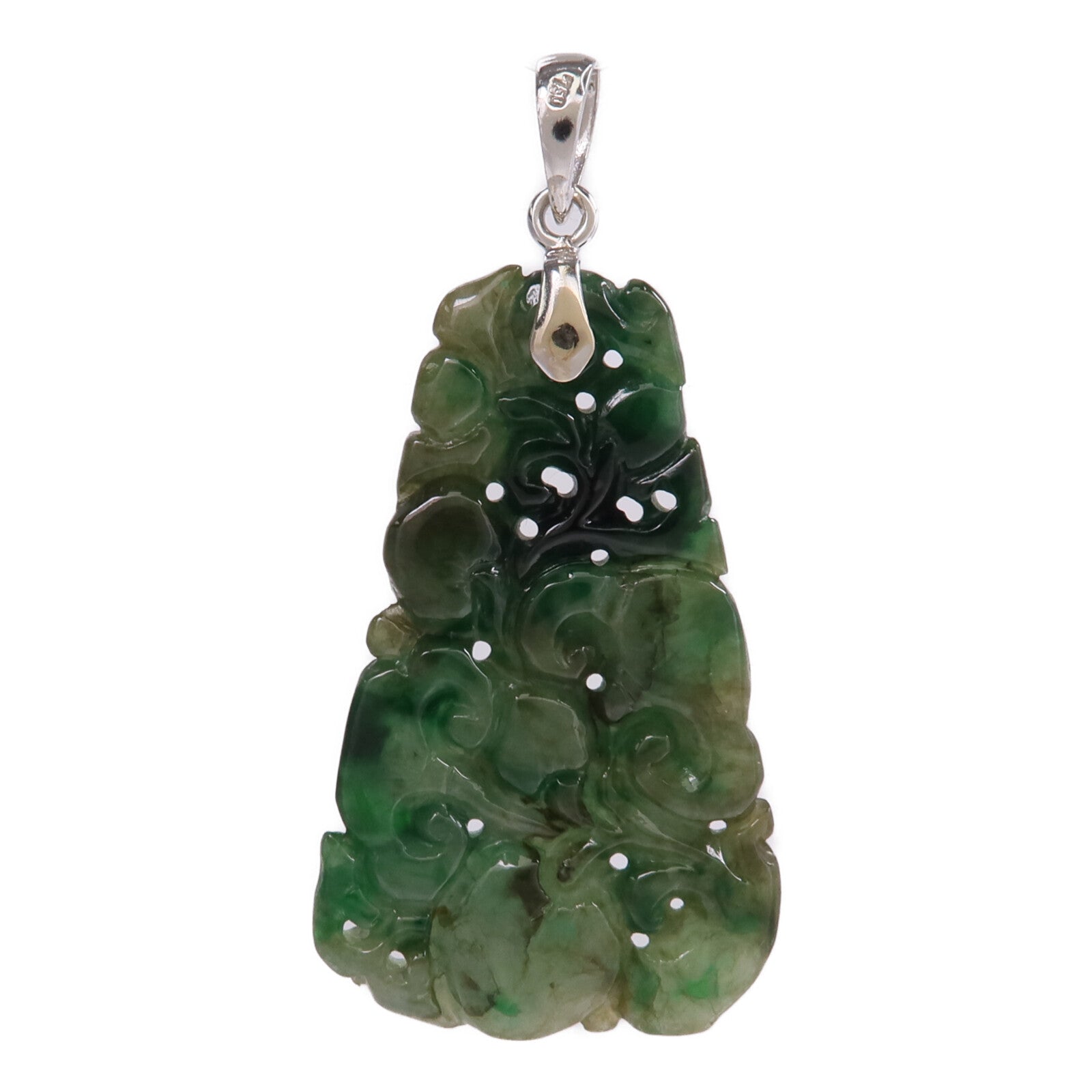 JEWELRY 18K白金Pendant Top翡翠吊墜