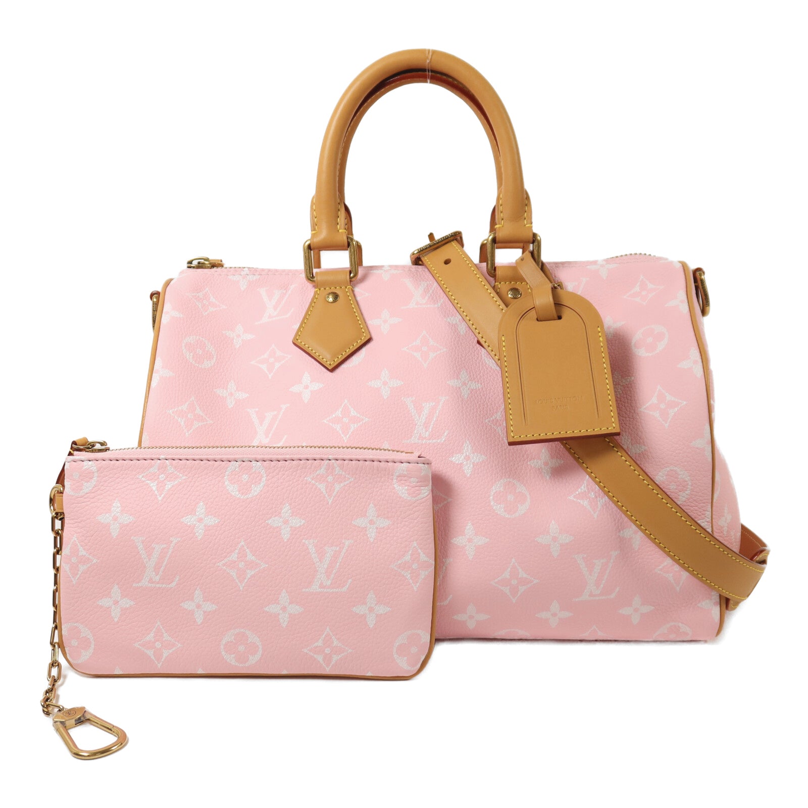 LOUIS VUITTON 牛皮皮革Speedy P9 Bandouliere金扣手挽肩背兩用袋