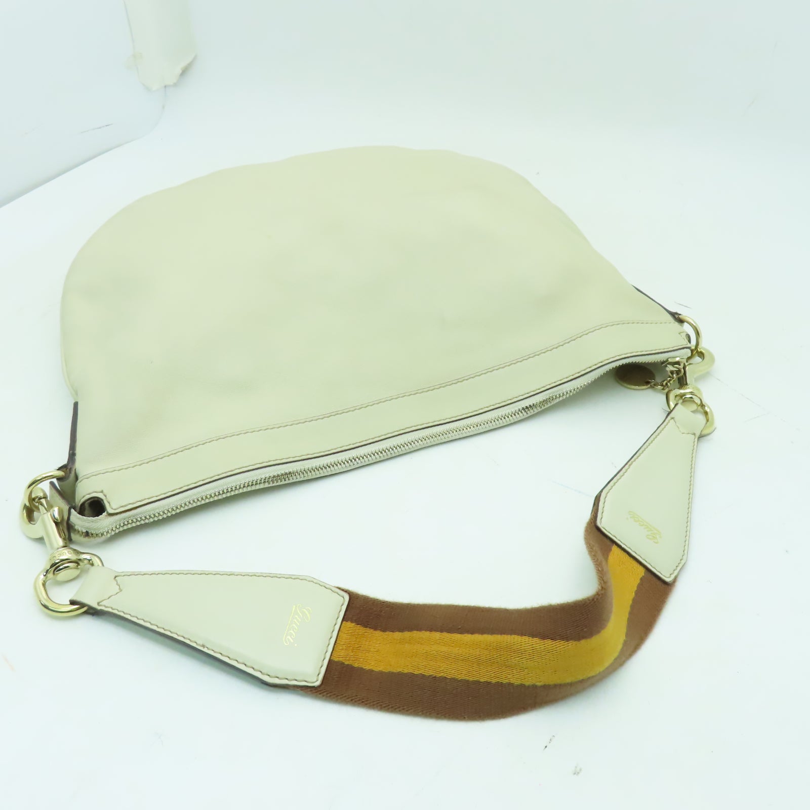 GUCCI 【激減優惠】牛皮皮革Shoulder Bag金扣肩背袋米色