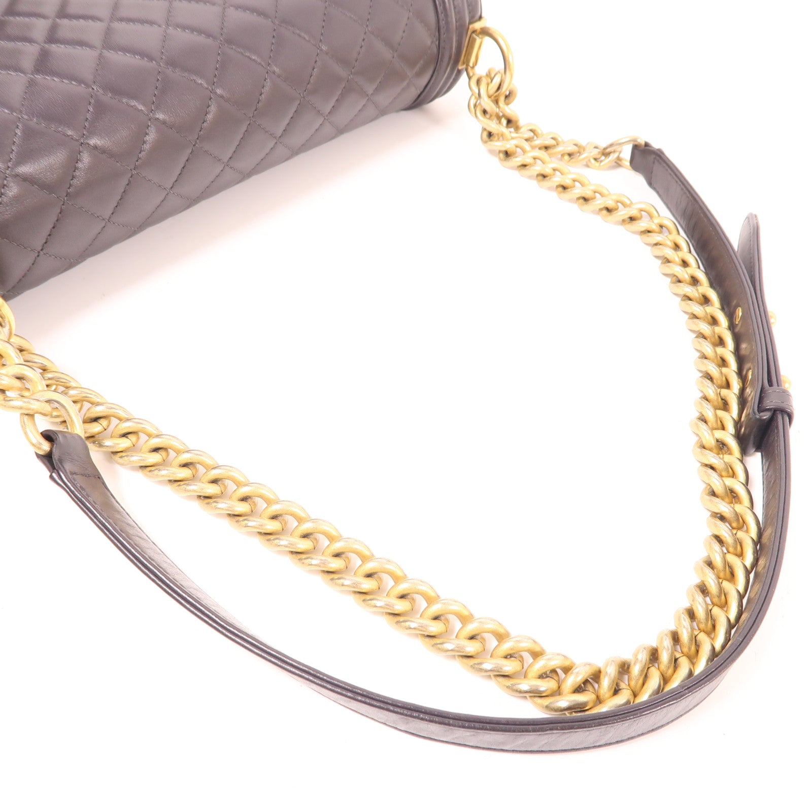 CHANEL CC GHW Boy 27 Chain Shoulder Bag Leather