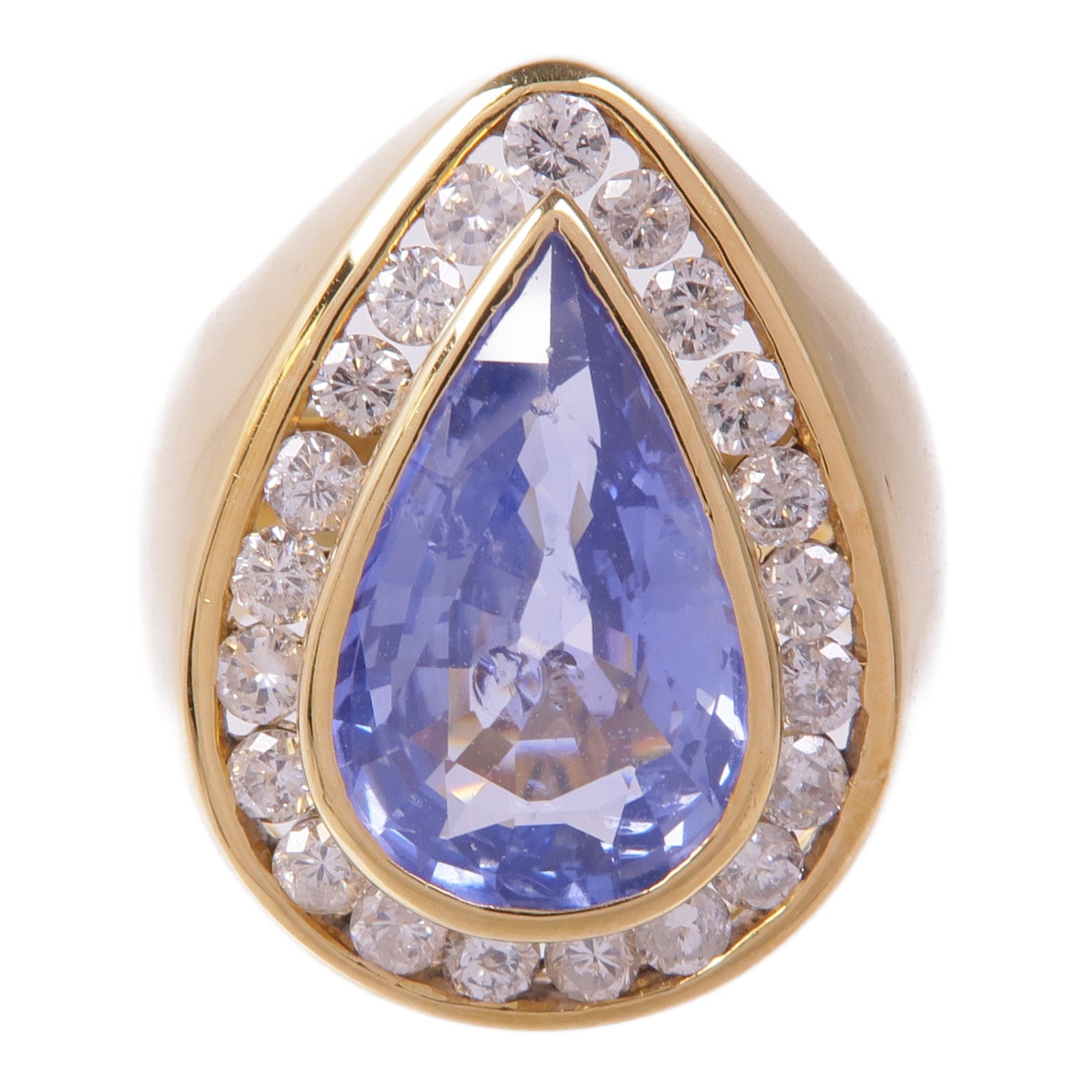 JEWELRY 【激減優惠】18K黃金Sapphire Diamond Ring藍寶石/鑽石戒指US#8.75