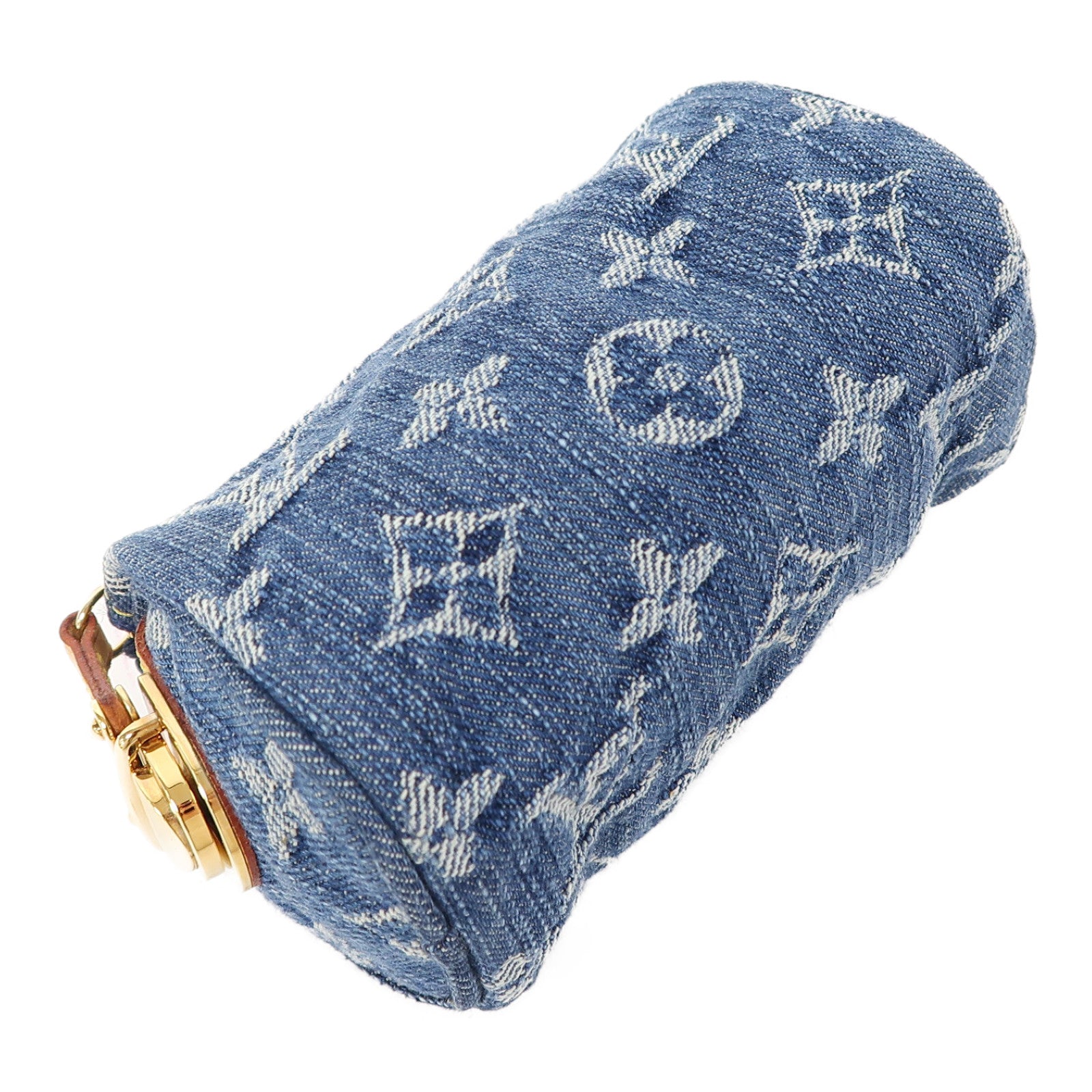 LOUIS VUITTON Monogram Denim Trousse Speedy PM Pouch金扣零錢包藍色