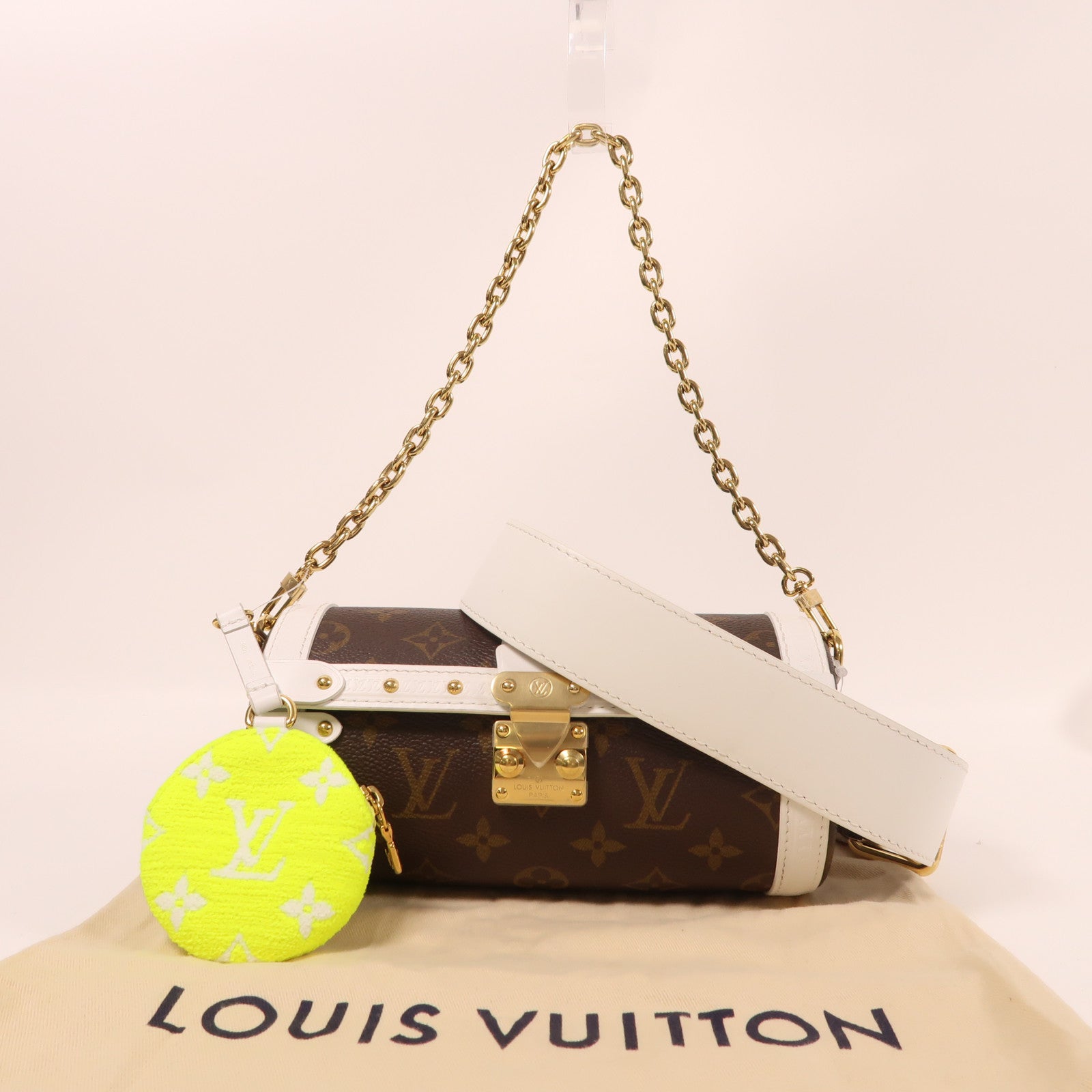 LOUIS VUITTON 【激減優惠】Monogram/牛皮皮革Papillon Trunk金扣鏈帶手挽肩背兩用袋