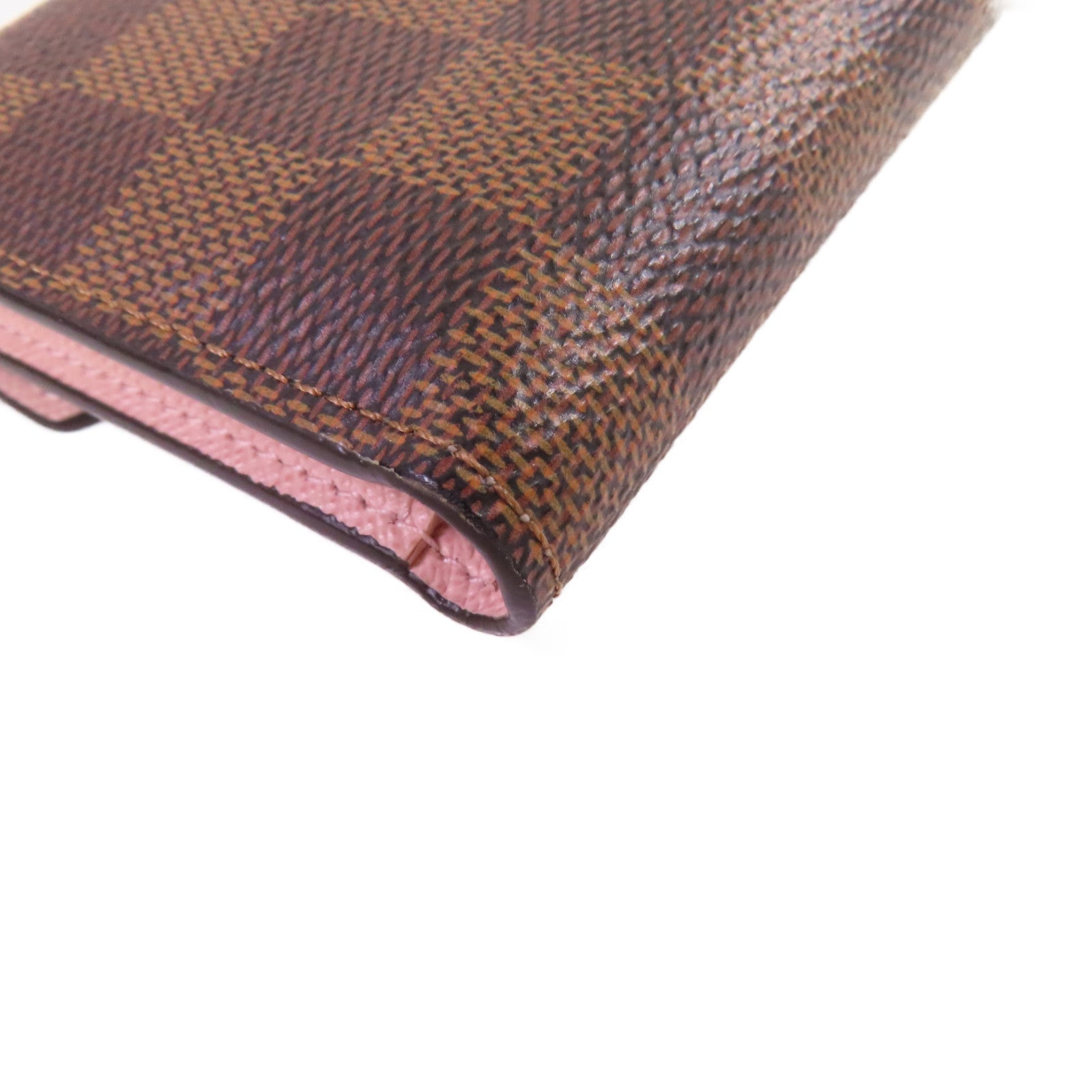 LOUIS VUITTON Damier Ebene Victorine Wallet金扣短錢包啡色/粉紅色