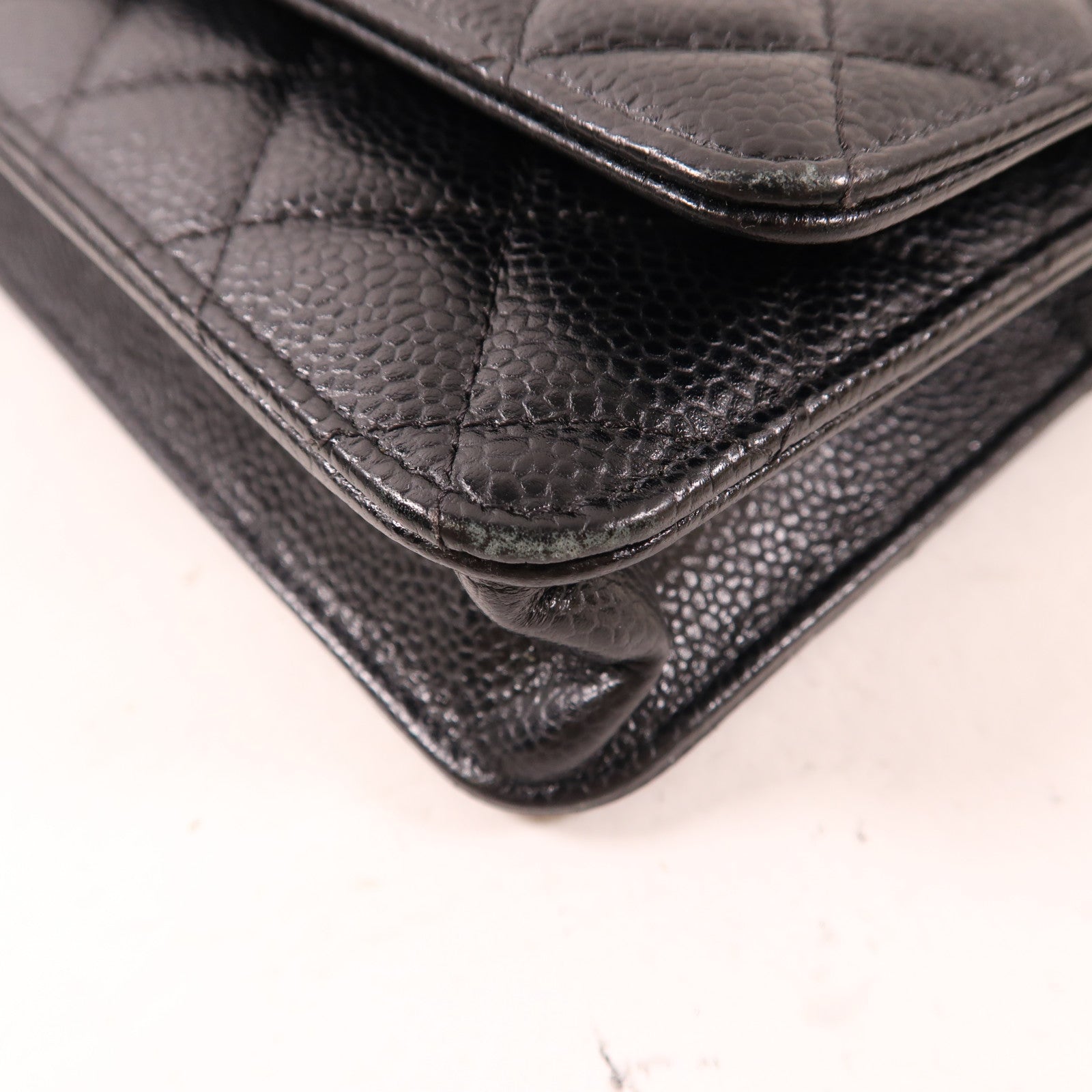 CHANEL 牛皮皮革Wallet On Chain金扣鏈帶肩背袋黑色