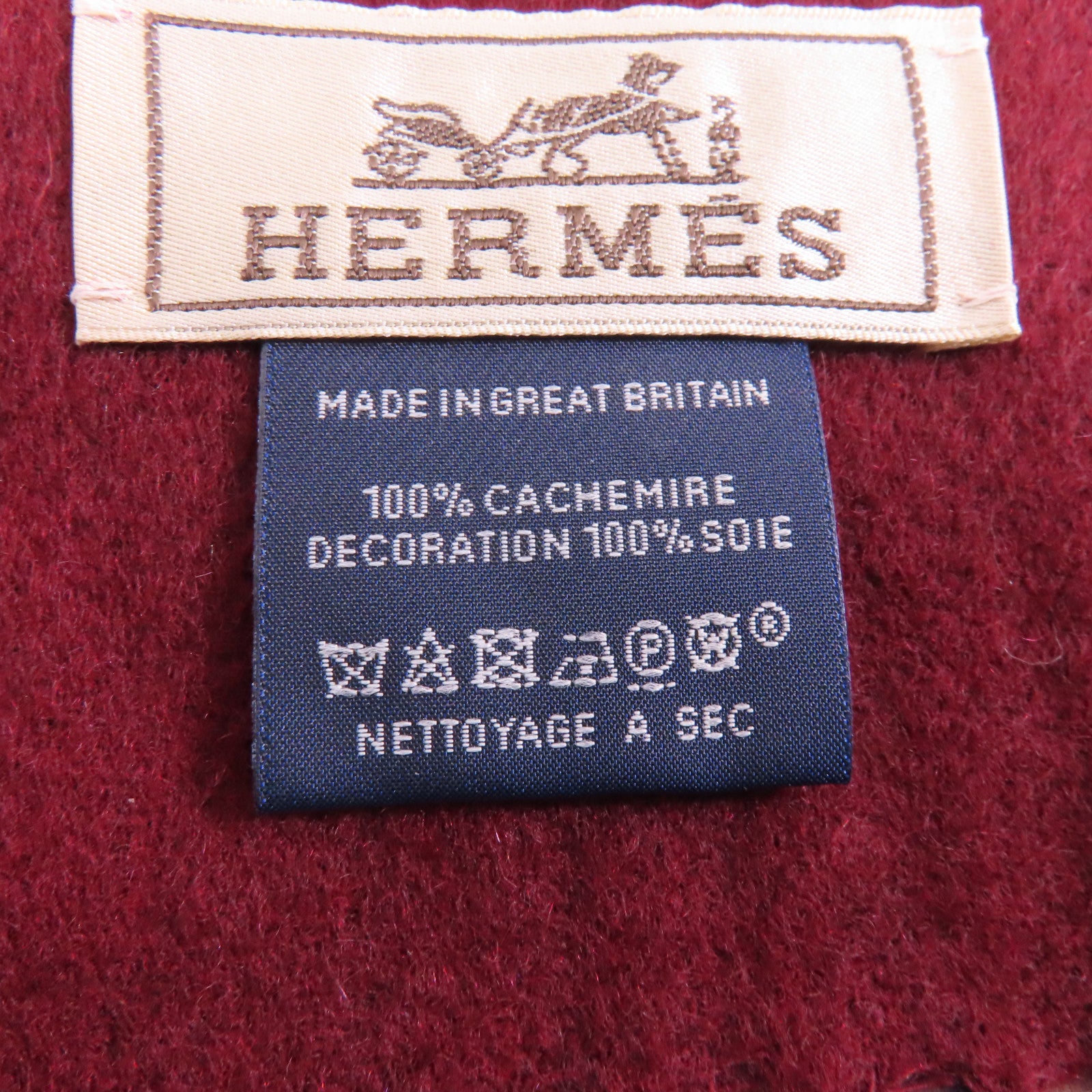 HERMES Cashmere Scarf圍巾深藍色/酒紅色