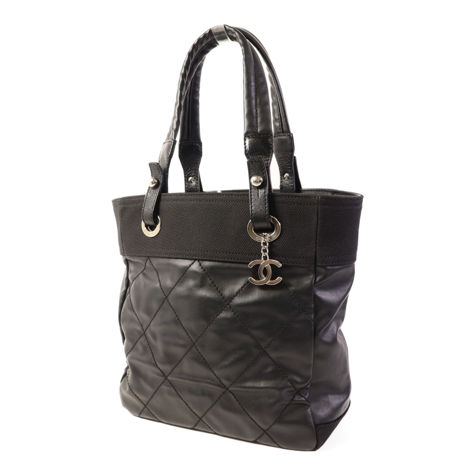 CHANEL 塗層帆布Shoulder Tote銀扣肩背袋/手挽袋