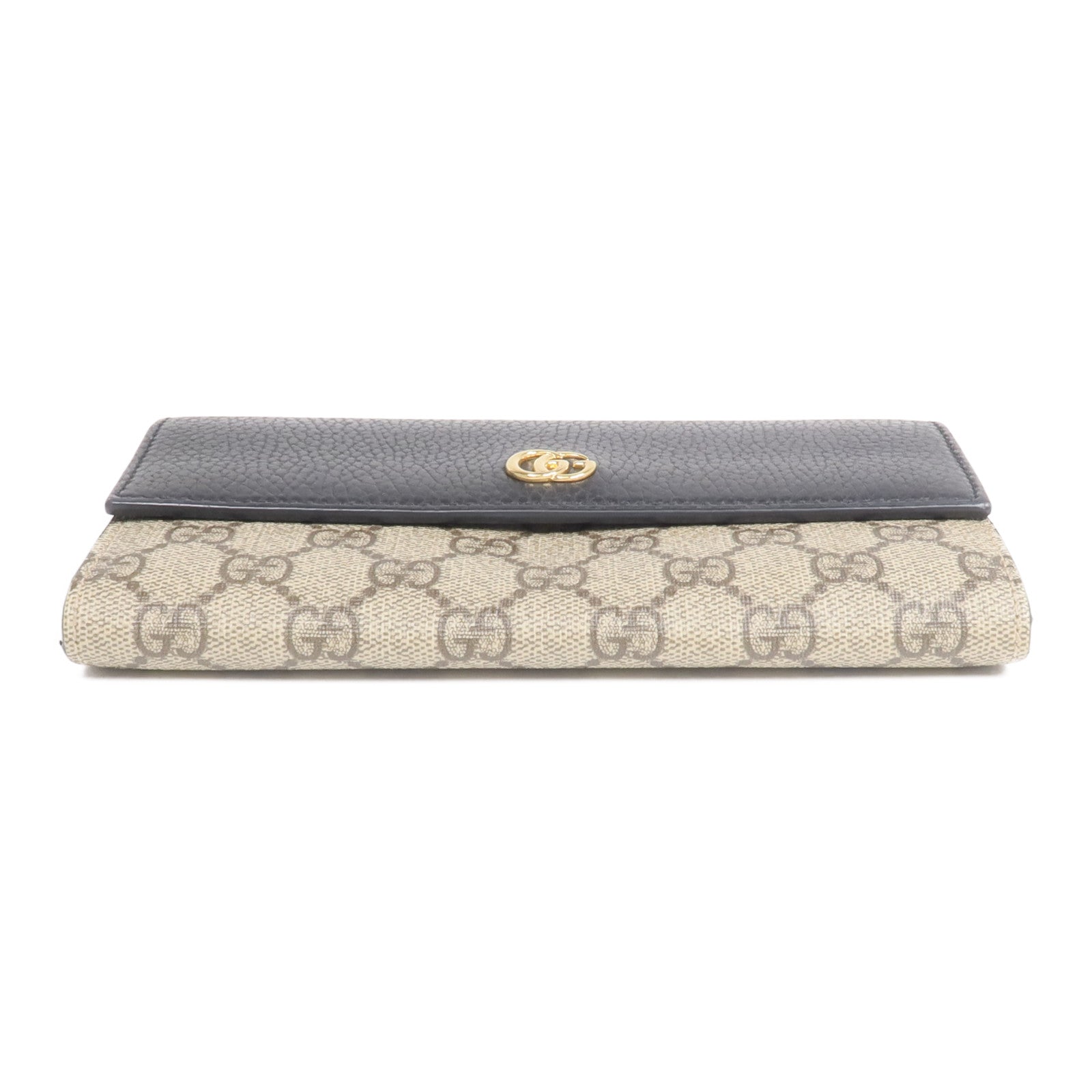 GUCCI 塗層帆布/皮革Long Wallet金扣長錢包