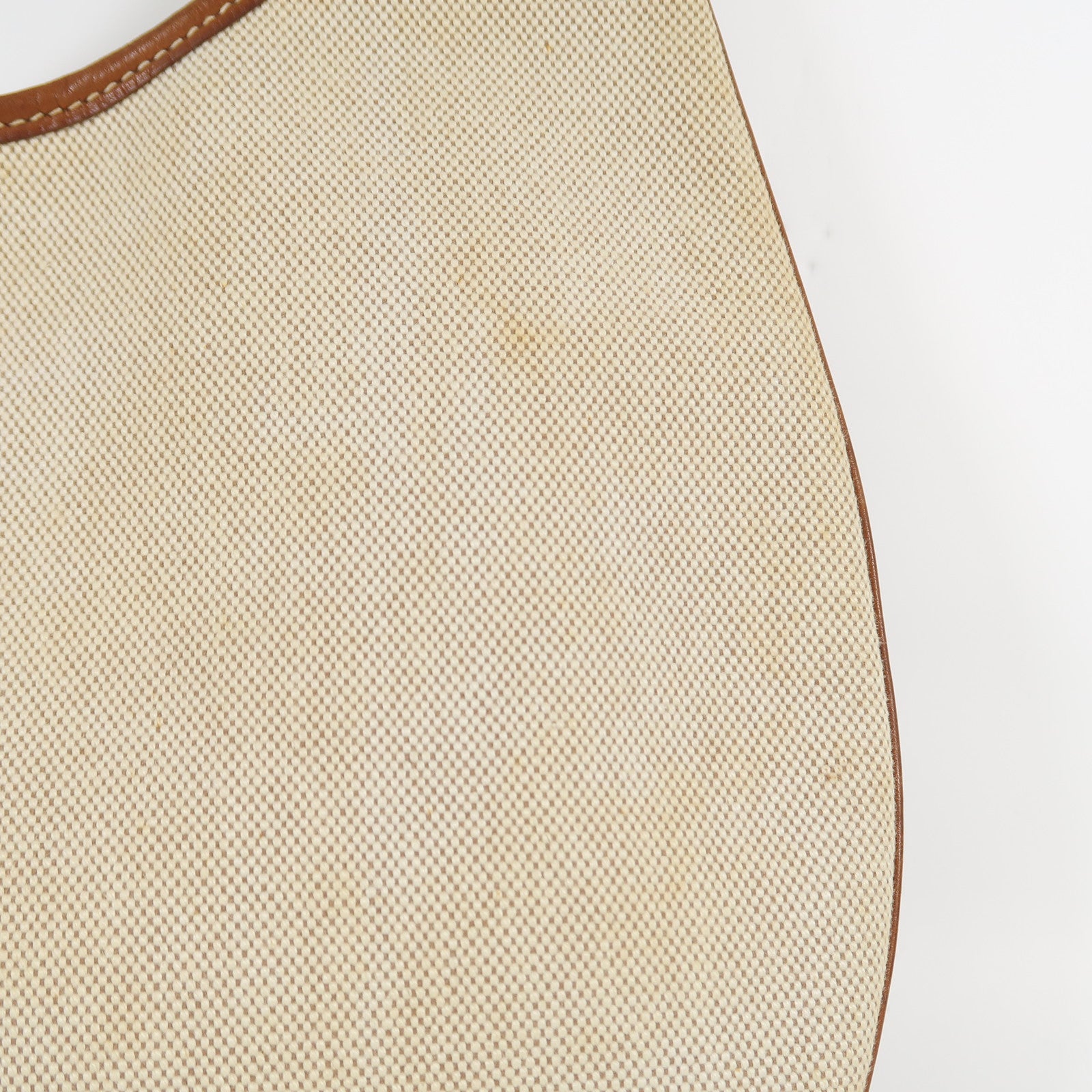 HERMES 【激減優惠】帆布/皮革Toile Natural Barenia Gao金扣肩背袋米色/啡色
