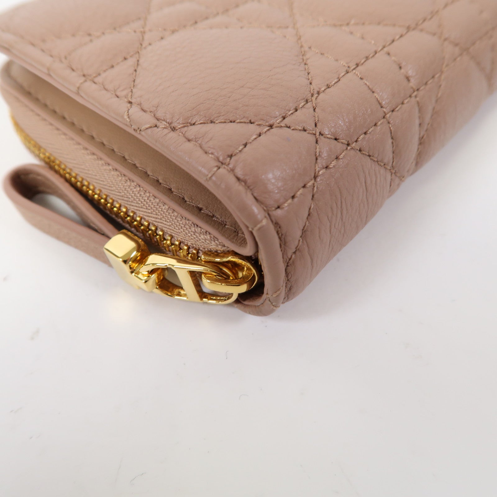 Dior 牛皮皮革Wallet金扣粉紅色