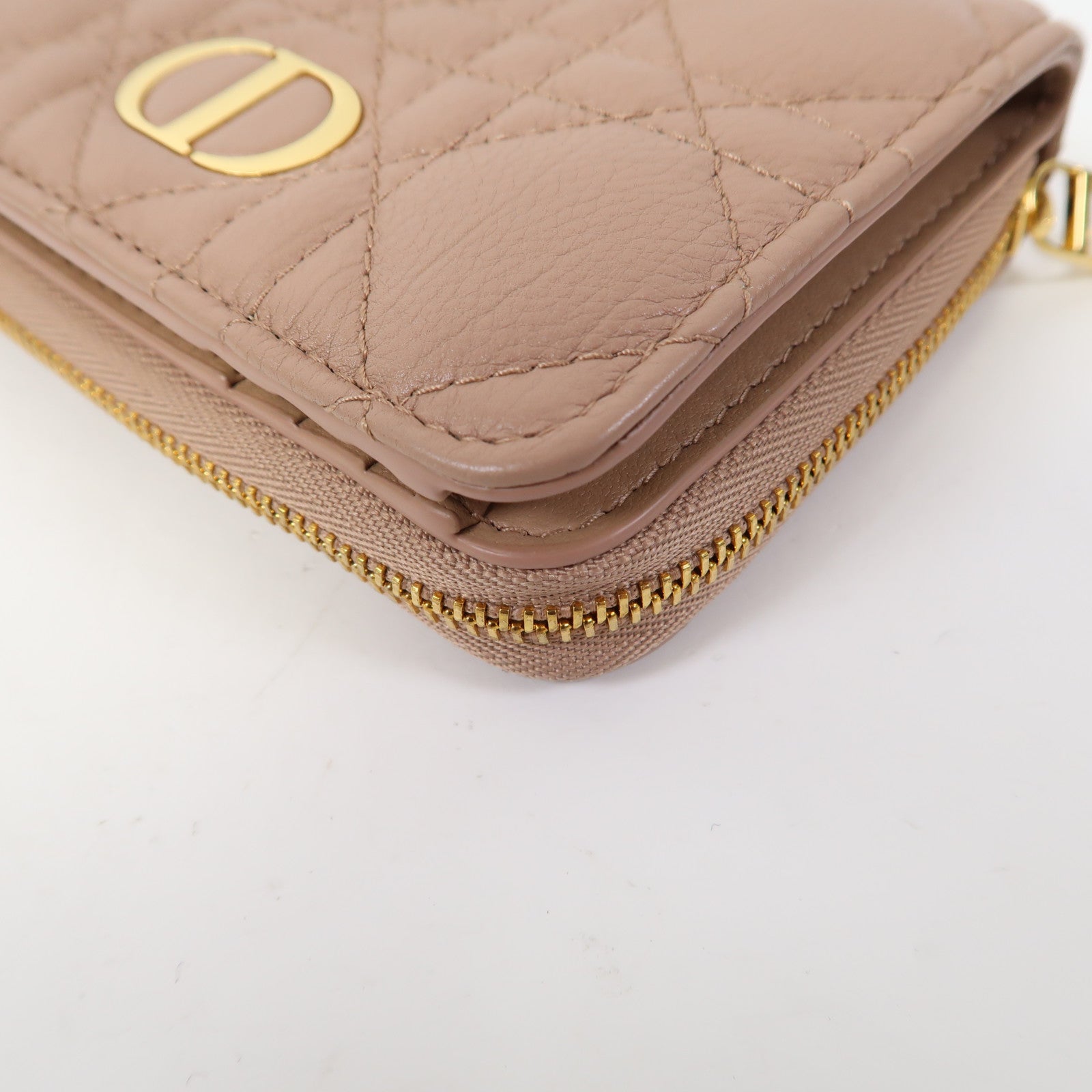 Dior 牛皮皮革Wallet金扣粉紅色