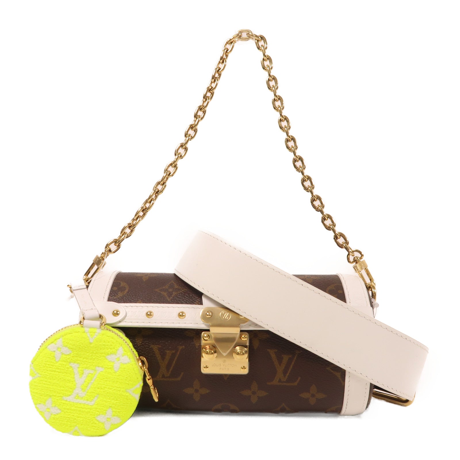 LOUIS VUITTON 【激減優惠】Monogram/牛皮皮革Papillon Trunk金扣鏈帶手挽肩背兩用袋