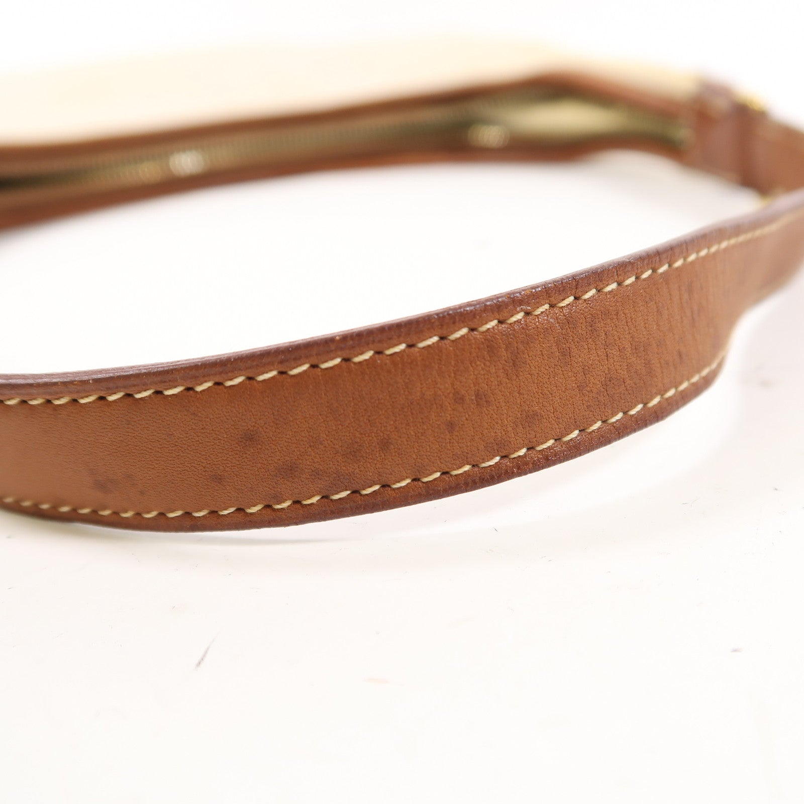 HERMES 【激減優惠】帆布/皮革Toile Natural Barenia Gao金扣肩背袋米色/啡色