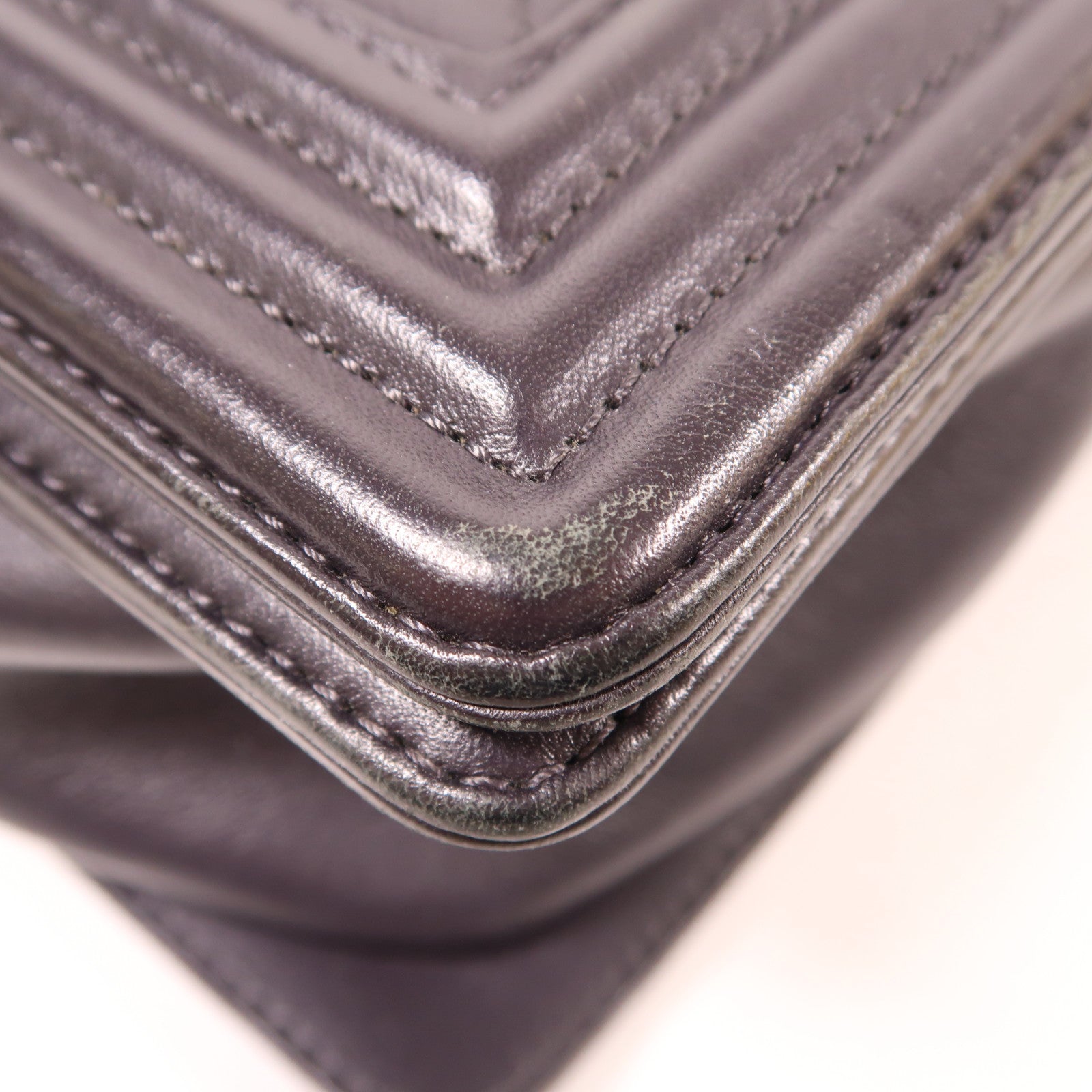 CHANEL CC GHW Boy 27 Chain Shoulder Bag Leather