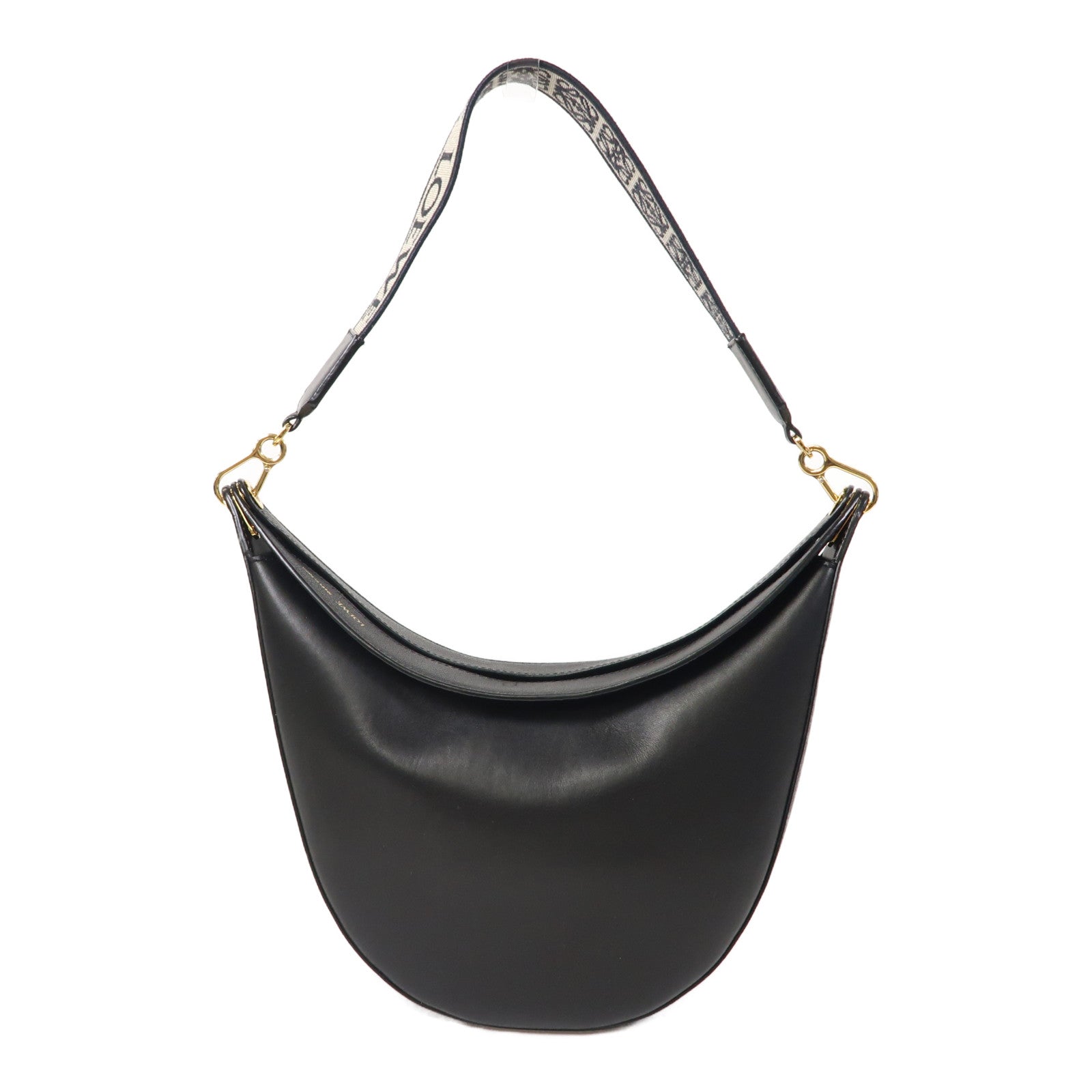 LOEWE 牛皮皮革Luna金扣肩背袋黑色