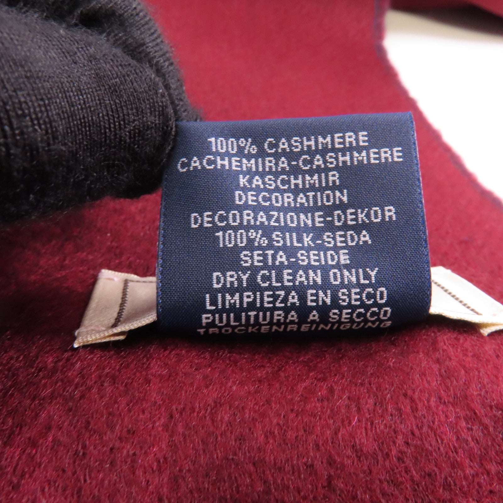 HERMES Cashmere Scarf圍巾深藍色/酒紅色
