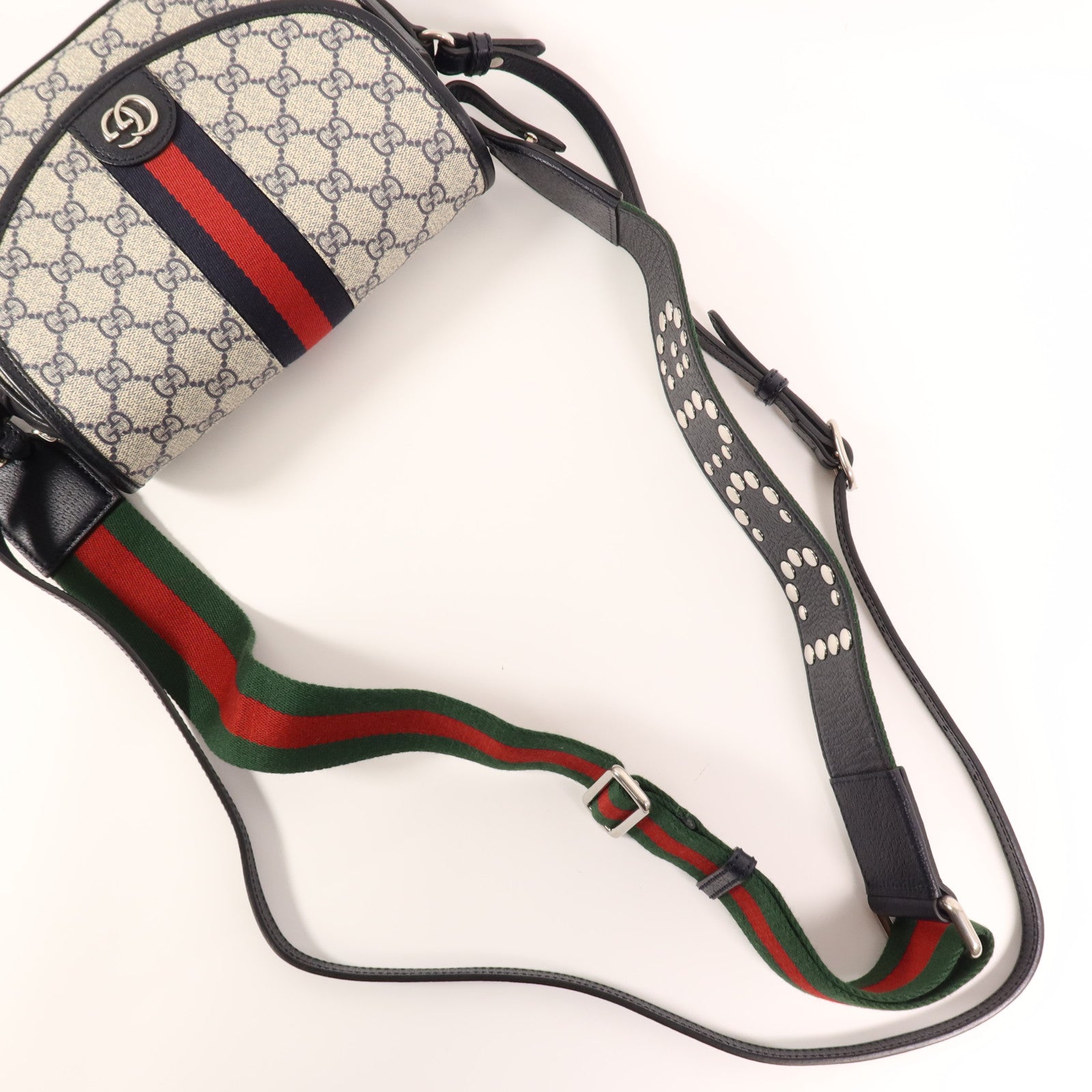 GUCCI 塗層帆布Ophidia GG銀扣肩背袋