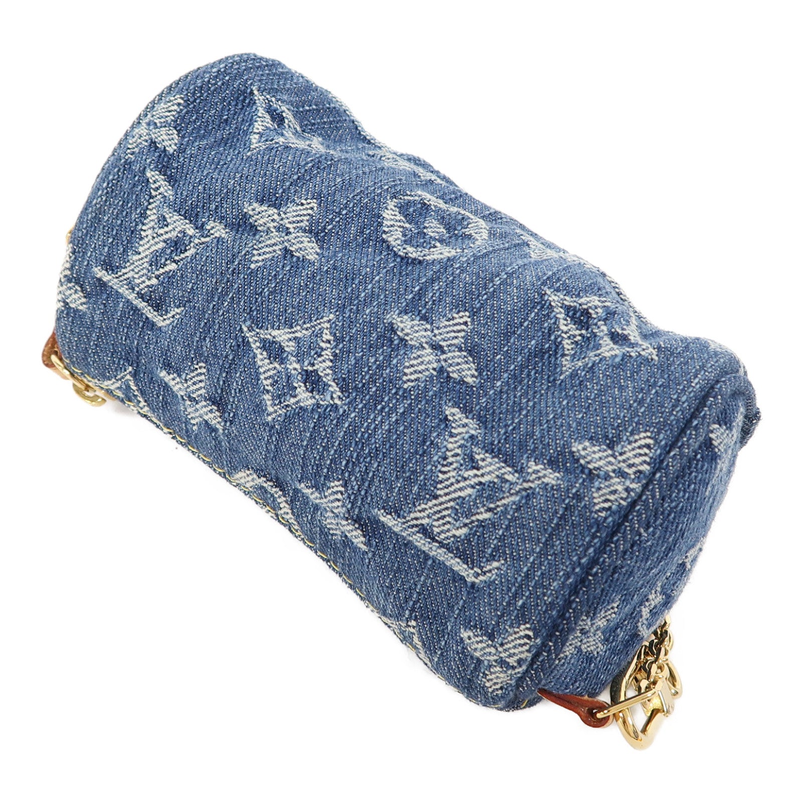LOUIS VUITTON Monogram Denim Trousse Speedy PM Pouch金扣零錢包藍色