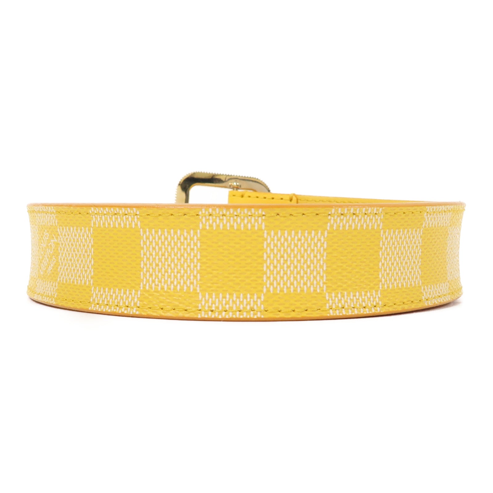 LOUIS VUITTON Monogram Belt皮帶金扣黃色