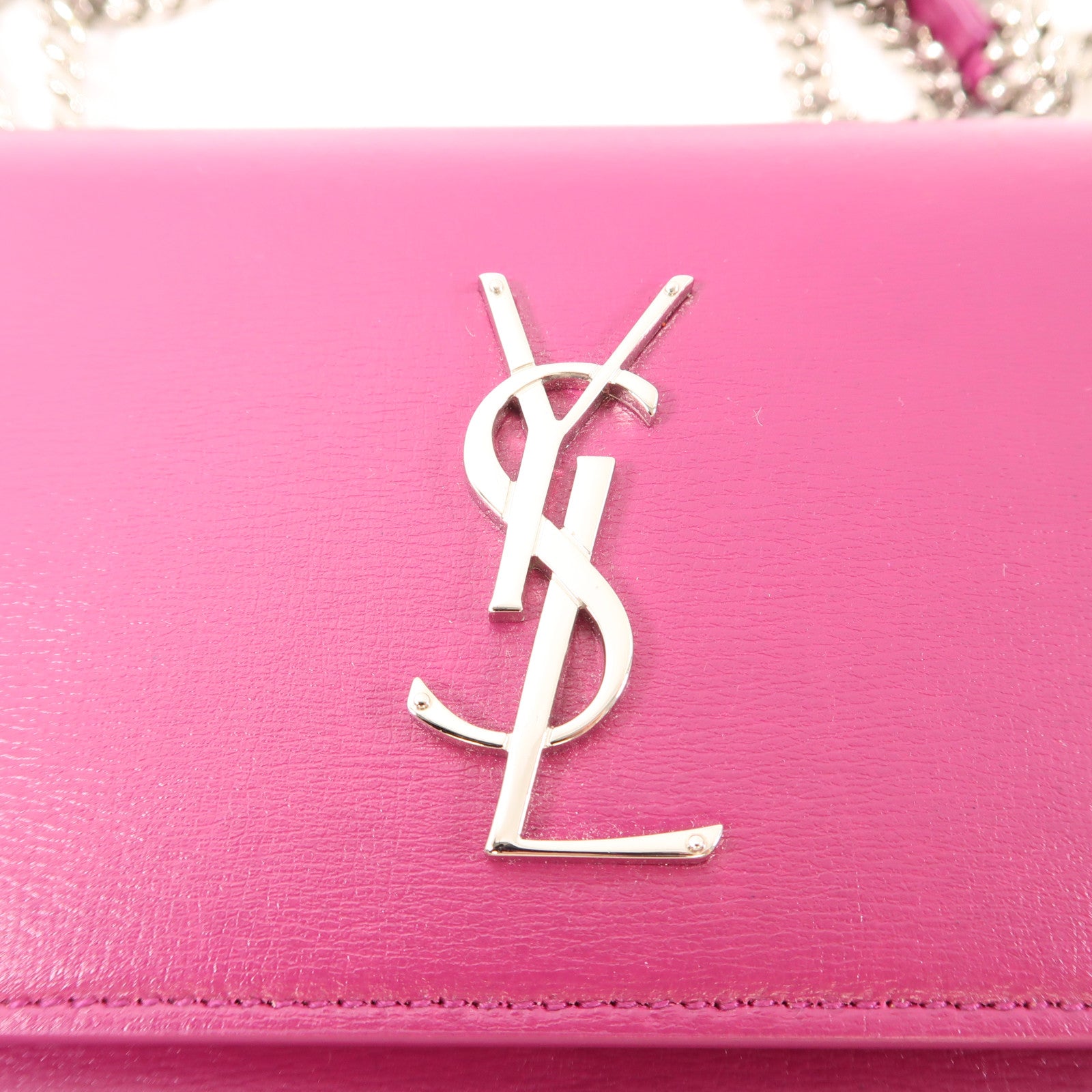 SAINT LAURENT 牛皮皮革Sunset銀扣鏈帶肩背袋紫色