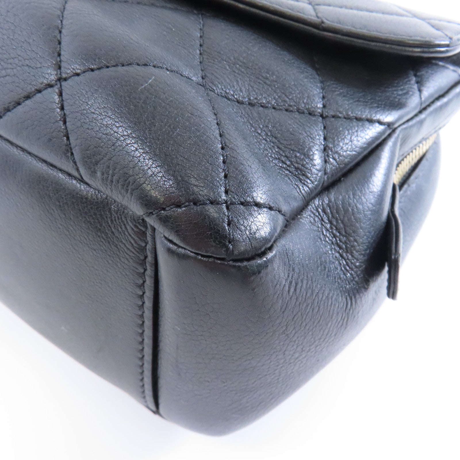 CHANEL 菱格羊皮皮革2way Shoulder Bag金扣手挽肩背兩用袋黑色