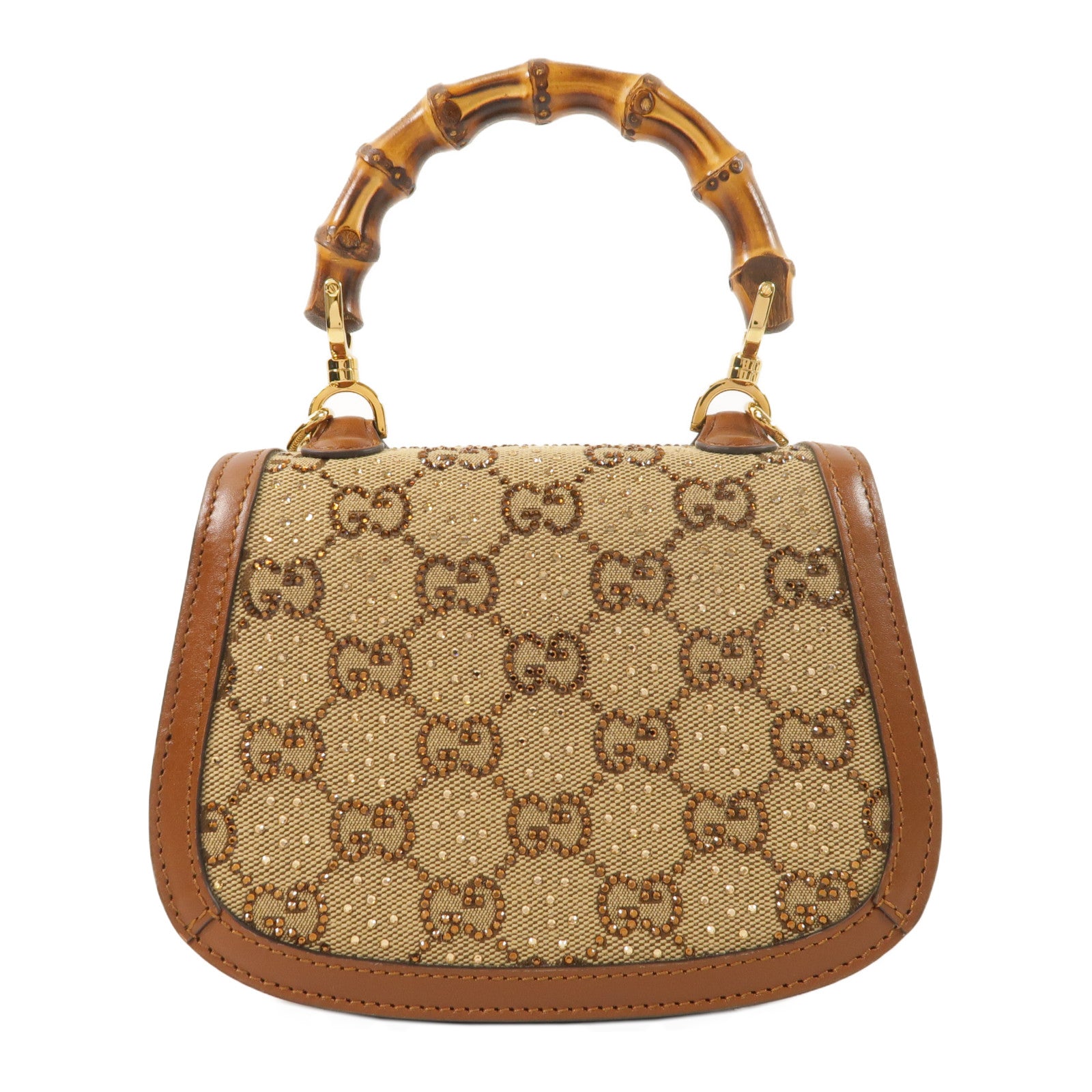 GUCCI 帆布Bamboo 1947 Mini手挽肩背兩用袋