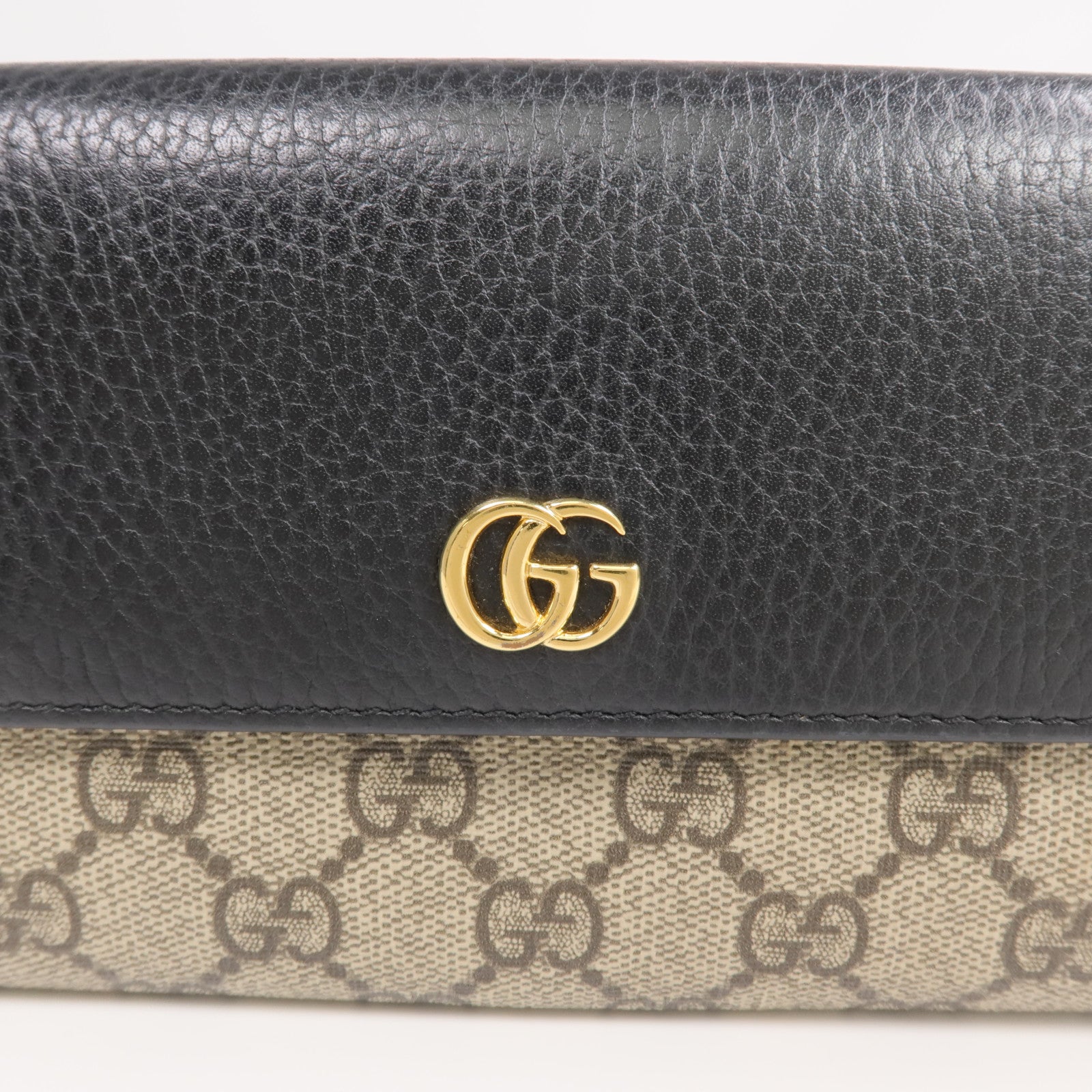 GUCCI 塗層帆布/皮革Long Wallet金扣長錢包