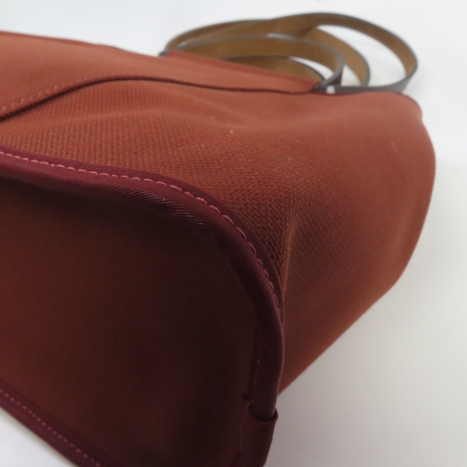HERMES Toile H帆布Cabag銀扣手挽肩背兩用袋磚紅色